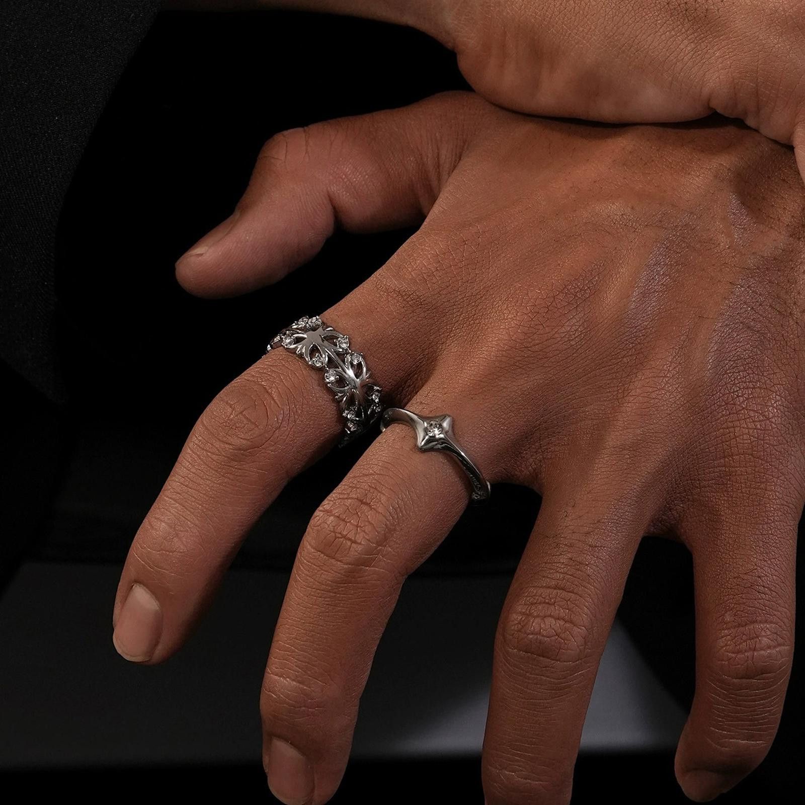 Jewelry Silver Gothic Floral Cross Ring, Men's Statement Ring Size ONE SIZE - 4 Thumbnail