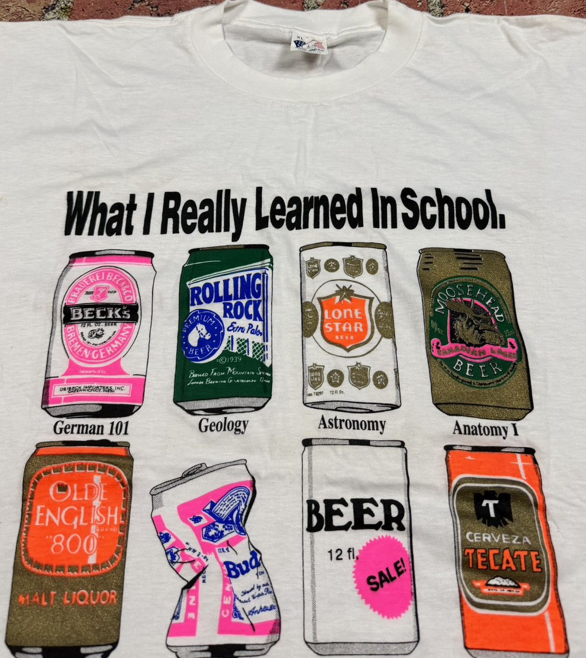 Budweiser What I Really Learned In School Beer Tee Single Stitch 90s Size US XL / EU 56 / 4 - 4 Thumbnail