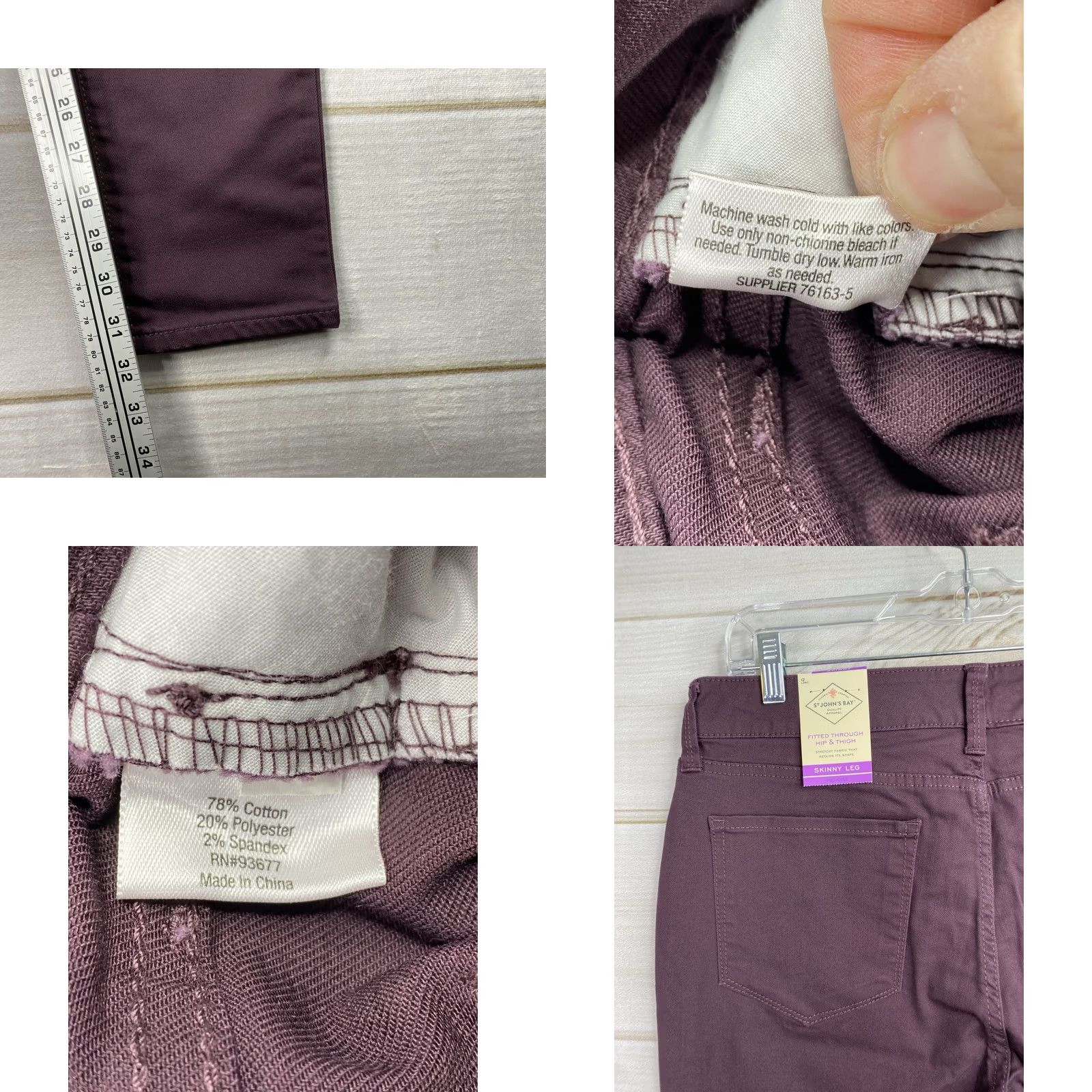 Vintage St Johns Bay Jeans Womens 12 Tall Skinny Mid Rise Purple NWT Secretly Slender 90s Vintage Womens Jeans Size 24" / US 00 / IT 34 - 8 Thumbnail