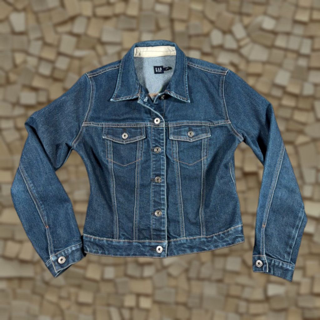 Gap VINTAGE Gap Jacket Womens M Blue Denim Jacket Casual 90s Preppy Retro Logo Pockets Buttons Size 32" / US 10 / IT 46 - 1 Thumbnail