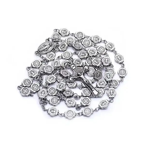 Jewelry × Other Saint Benedict Rosary Necklace Chain Catholic Church Jesus Size ONE SIZE - 3 Thumbnail