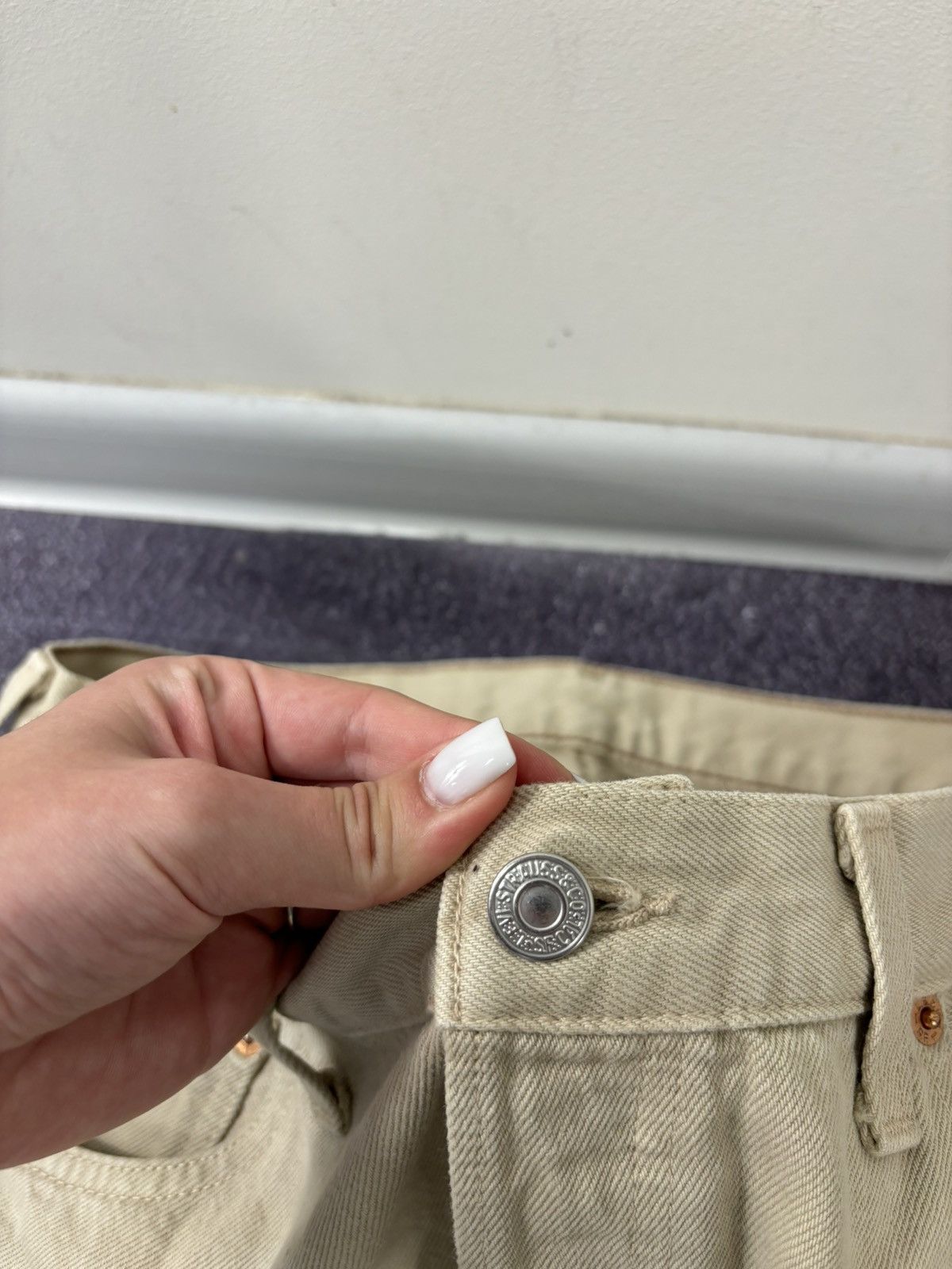 Levi's Vintage 90s Levi’s 501 Cream Custom Snake Hype Denim Jeans Size US 36 / EU 52 - 19 Thumbnail