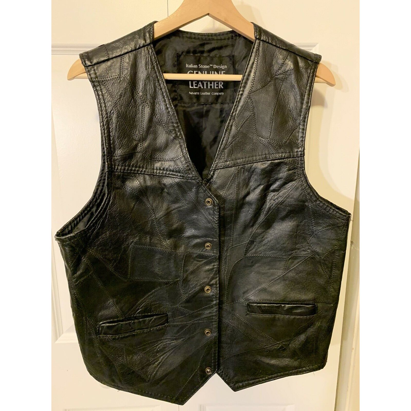 Vintage Italian Stone Design Genuine Leather Vest Sz XL Size US XL / EU 56 / 4 - 3 Thumbnail