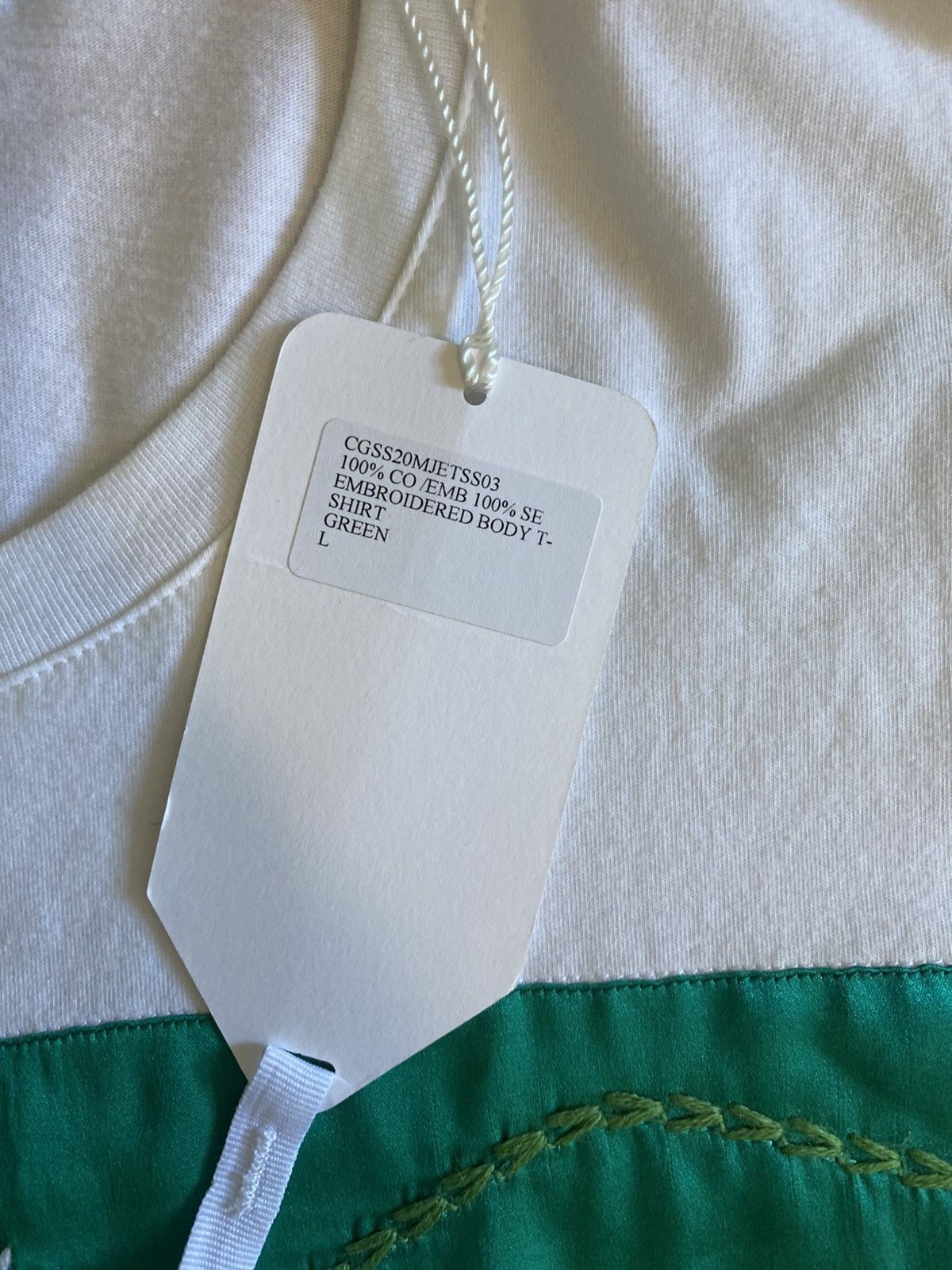Craig Green Craig Green Hand Embroidered Silk on White Cotton T Shirt Size US L / EU 52-54 / 3 - 6 Thumbnail