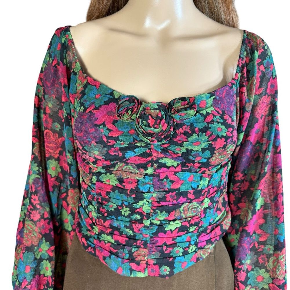 Free People New Free People Oh Lala Floral Crop Top Size XS Size XS / US 0-2 / IT 36-38 - 9 Thumbnail
