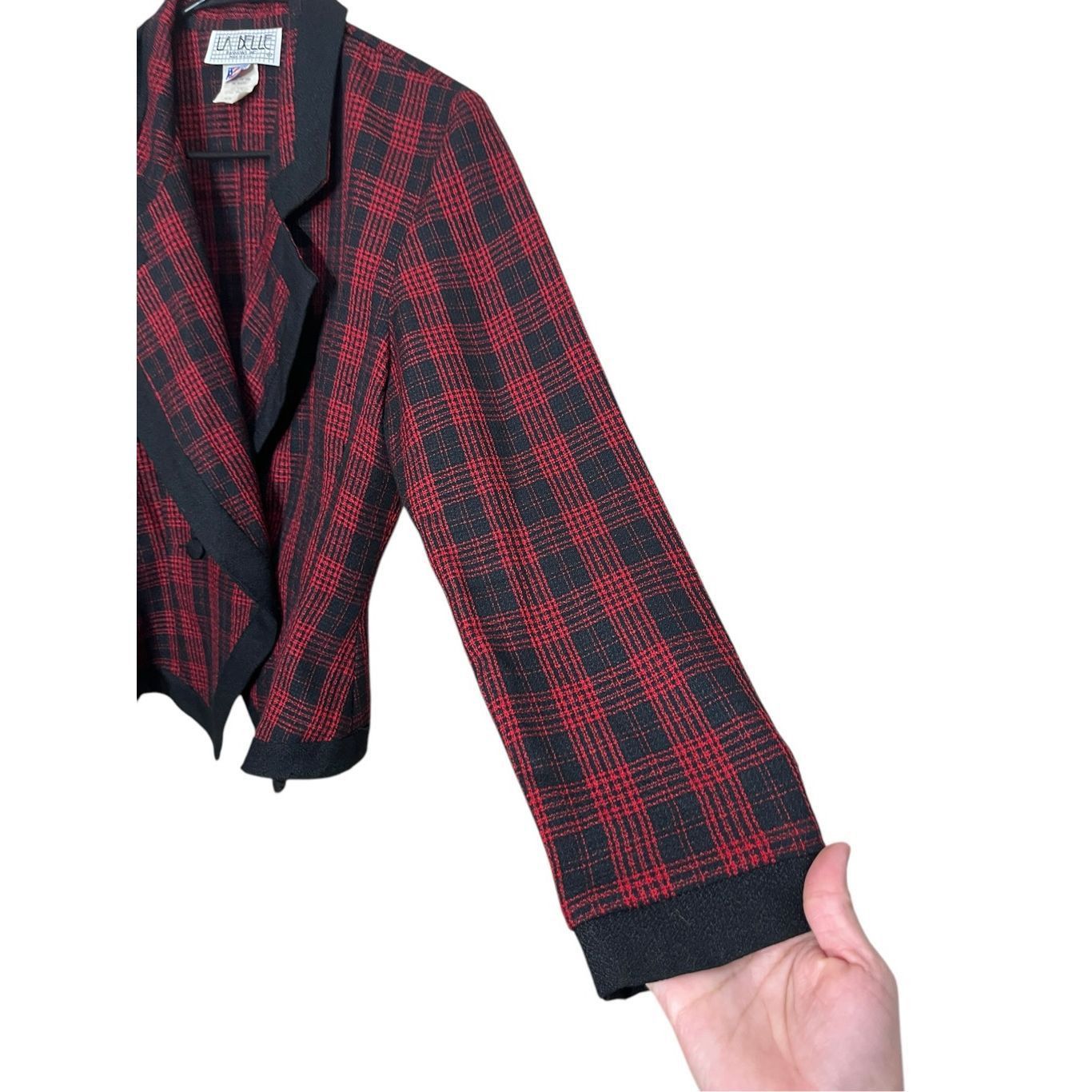 Other Vintage La Belle 80s 90s Red Black Plaid Blazer Size 7 Size M / US 6-8 / IT 42-44 - 4 Thumbnail
