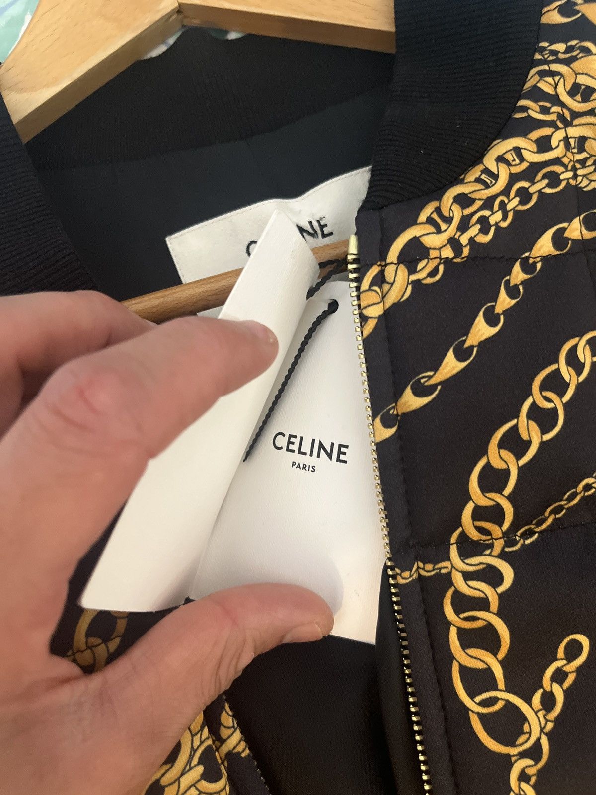 Celine Celine Black / Gold, Casaque Bomber Jacket, 2V28E423N.38MR Size M / US 6-8 / IT 42-44 - 4 Thumbnail