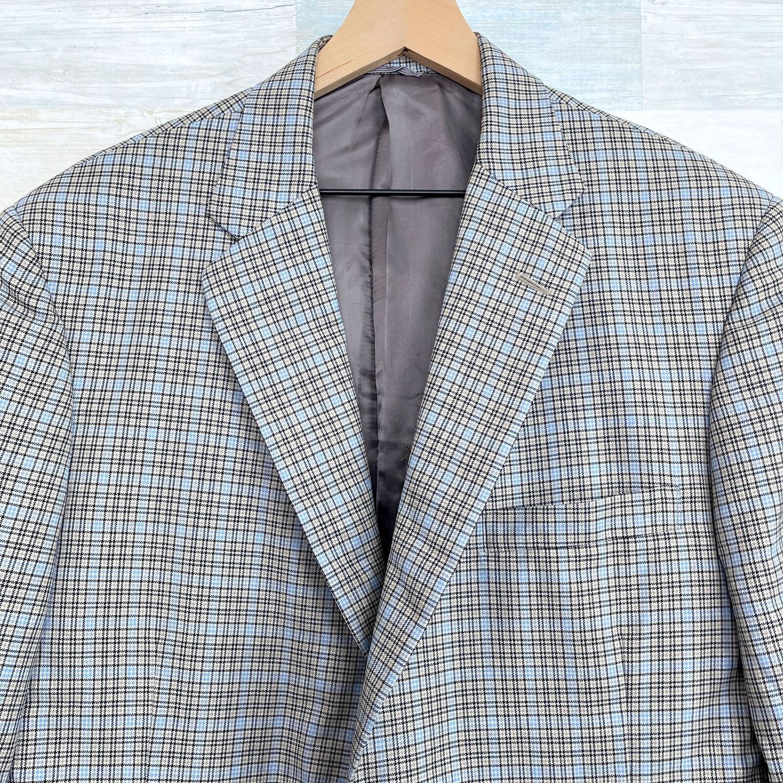 Hickey Freeman Hickey Freeman Plaid Sport Coat Gray Blue Wool Mens 40R Size 40R - 2 Thumbnail