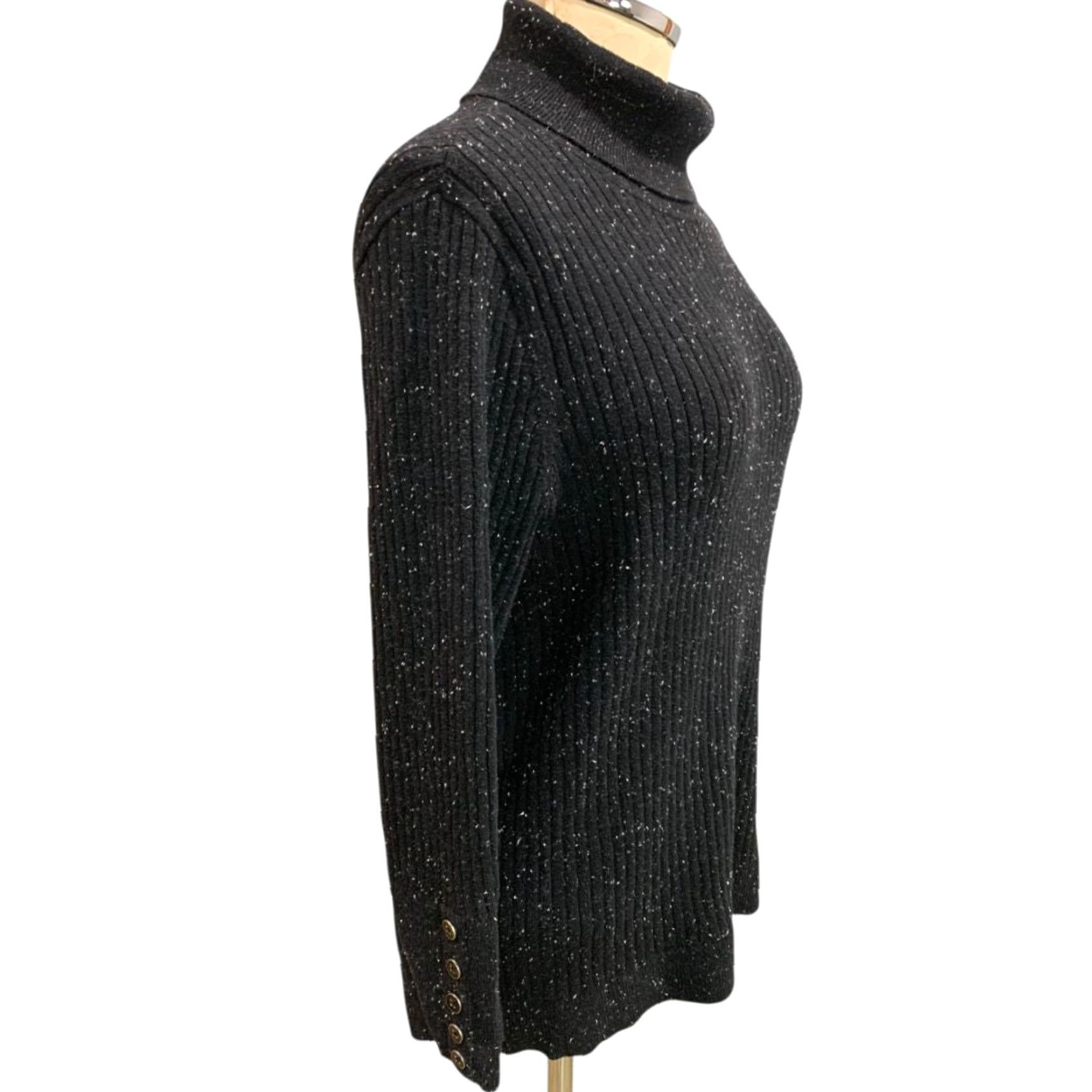Talbots VINTAGE Talbots Woman Black Flecked Turtleneck Sweater Ribbed Knit Size 1X Pullover Women Size XL / US 12-14 / IT 48-50 - 6 Thumbnail