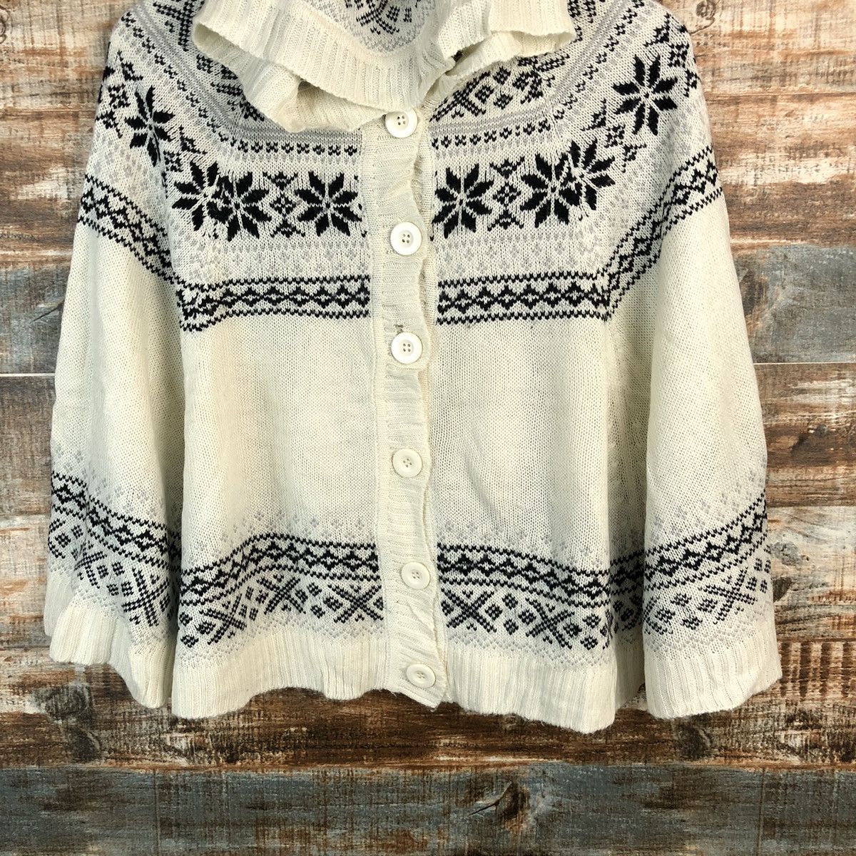 Homespun Knitwear × Japanese Brand Healthy Karen White Hoodie Capes Knitwear #A1262 Size US M / EU 48-50 / 2 - 6 Thumbnail