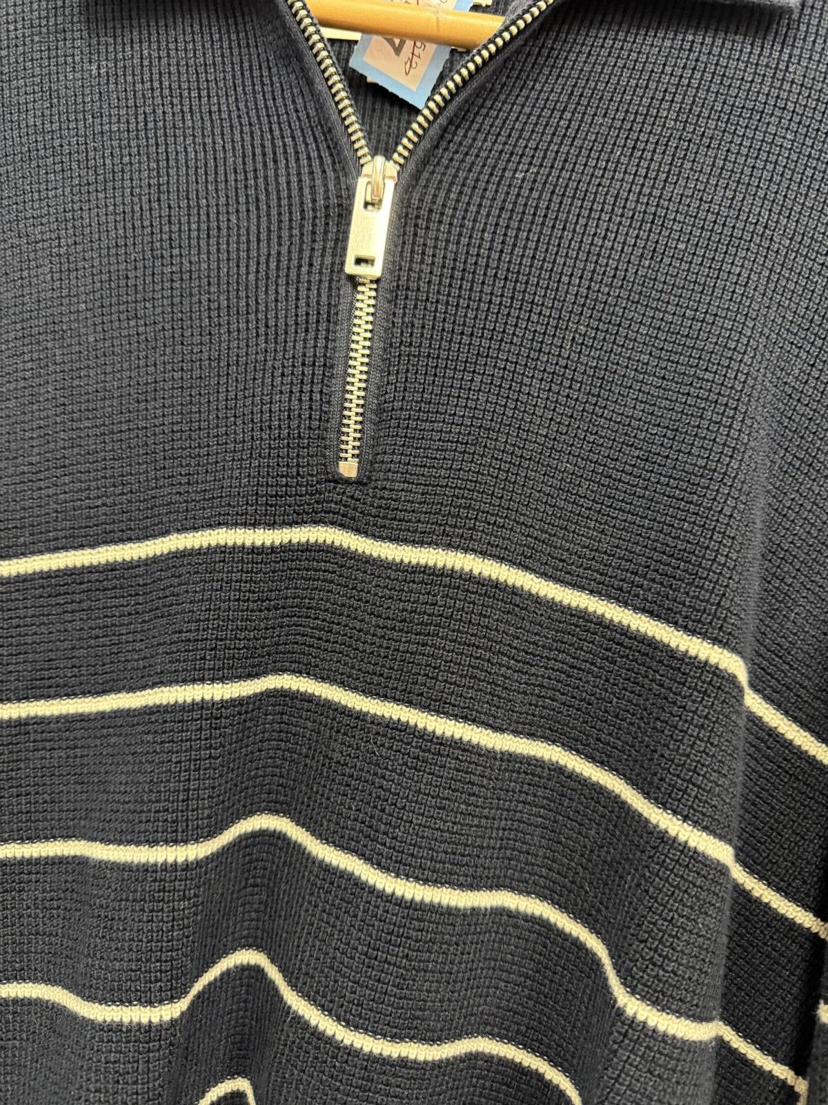 M.E. Sport M&S Navy Blue Cotton Modal Half-Zip Sweater with White Stri Size US S / EU 44-46 / 1 - 3 Thumbnail