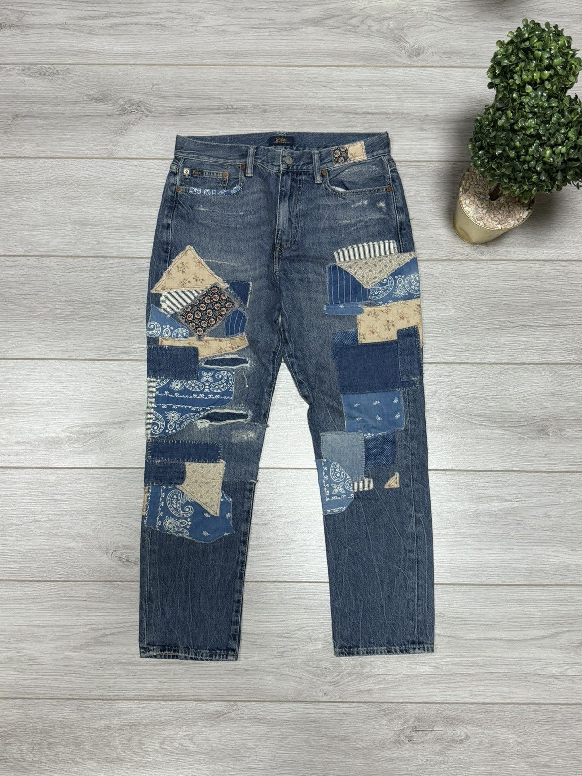 Polo Ralph Lauren POLO Ralph Lauren patch work bandana distressed pants jeans Size US 28 / EU 44 - 1 Thumbnail