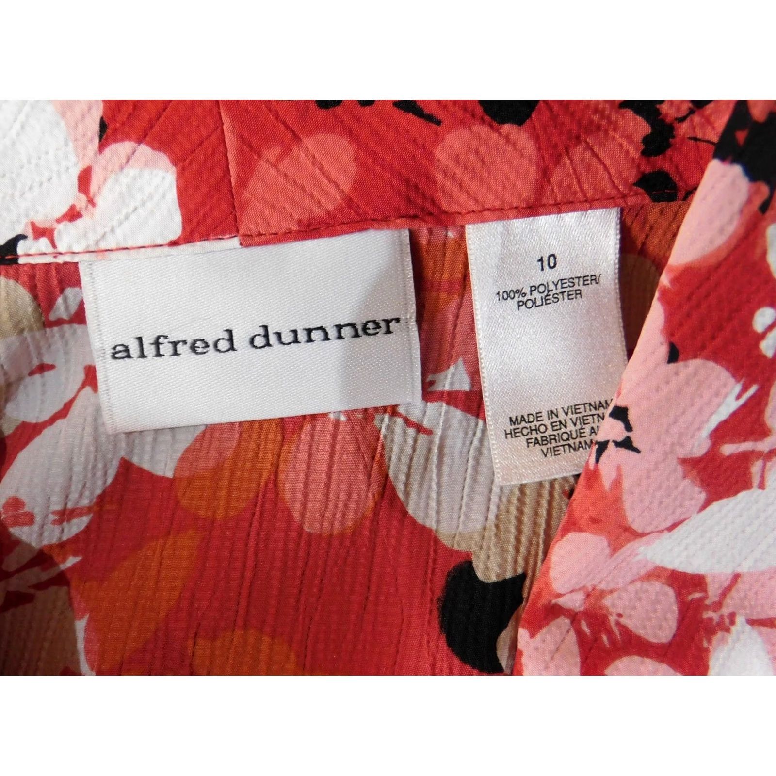 Vintage Alfred Dunner Button-Up Shirt Womens Regular Size 10 Red Floral Short Sleeve Shoulder Pad Embroidered Casual Size L / US 10 / IT 46 - 4 Thumbnail