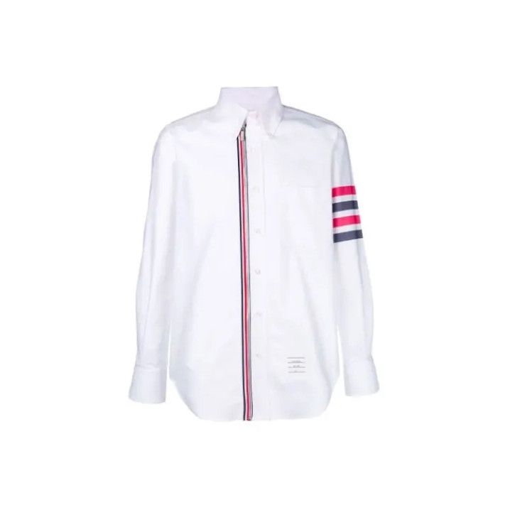 Thom Browne Thom Browne Long Sleeve Striped Oxford Shirt Size US L / EU 52-54 / 3 - 1 Thumbnail