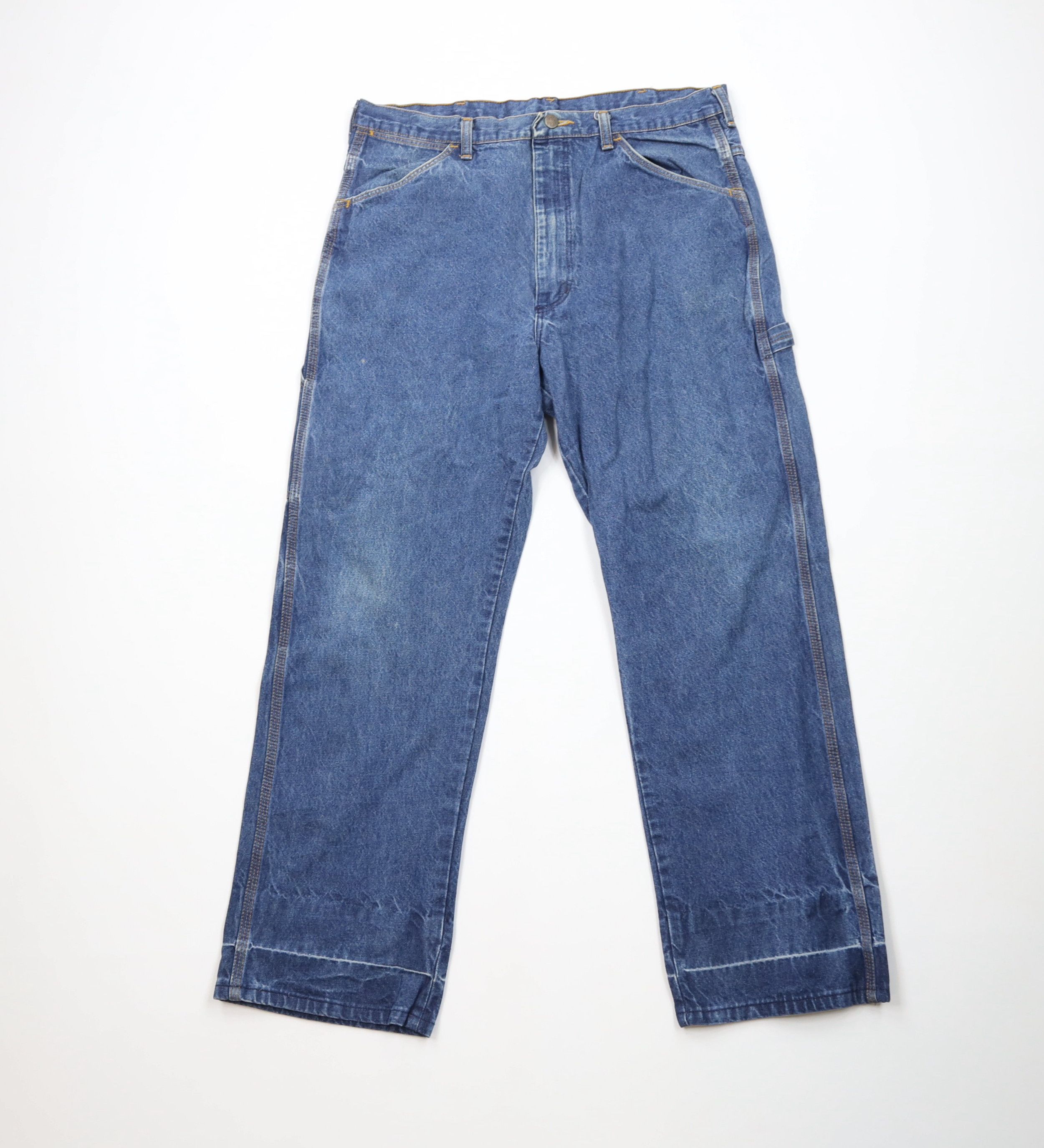 Vintage Vintage 90s Streetwear Workwear Wide Leg Dungaree Jeans USA Size US 36 / EU 52 - 1 Thumbnail