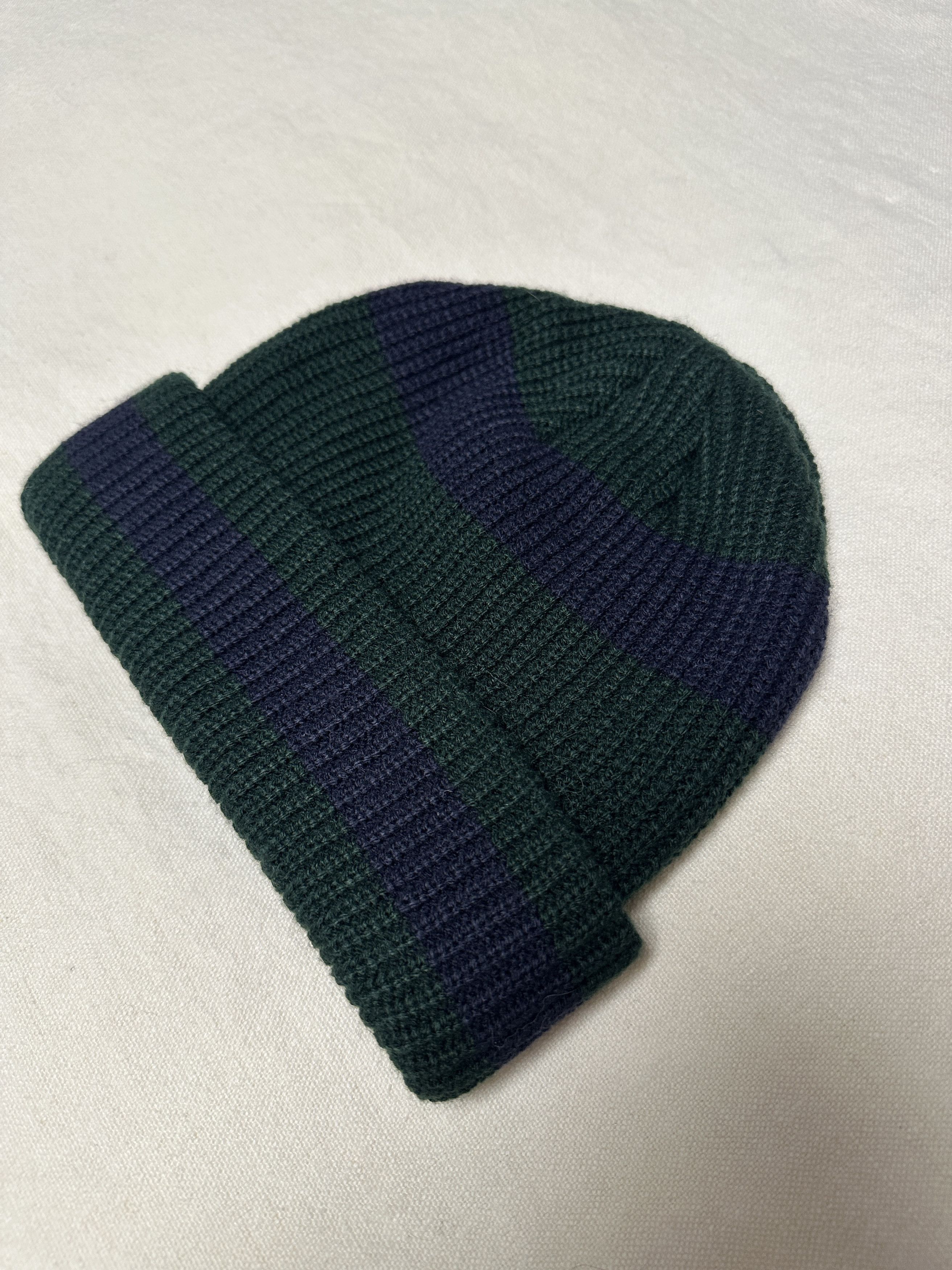 Noah Noah Core Logo Embroidered Knit Beanie - Navy / Green Size ONE SIZE - 2 Thumbnail