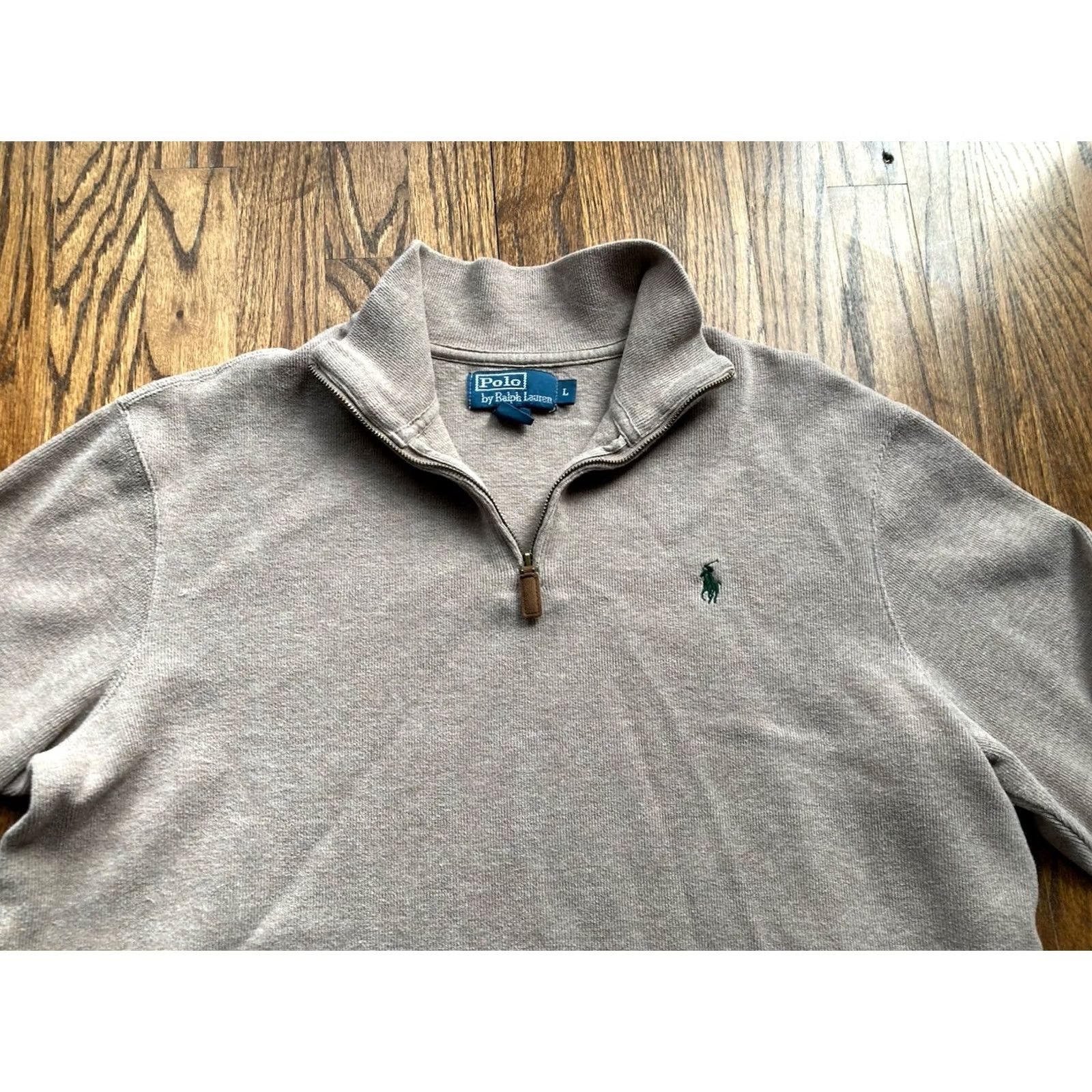 Polo Ralph Lauren VINTAGE Polo Ralph Lauren 1/4 Zip Sweater Mens Large Beige Cotton Preppy Size US L / EU 52-54 / 3 - 4 Thumbnail