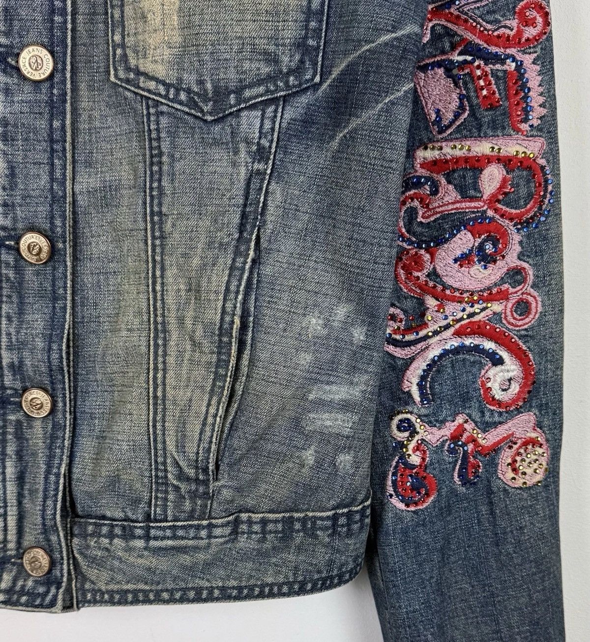 Versace Versace Jeans Couture Denim Jacket Blue Jeans Top Flowers Size S / US 4 / IT 40 - 3 Thumbnail