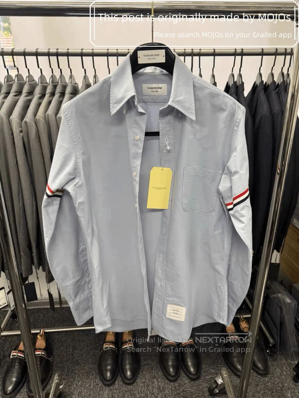 Thom Browne Sz 3 Thom Browne Double Sleeves Stripe Oxford Blue Shirt. Size US L / EU 52-54 / 3 - 1 Thumbnail