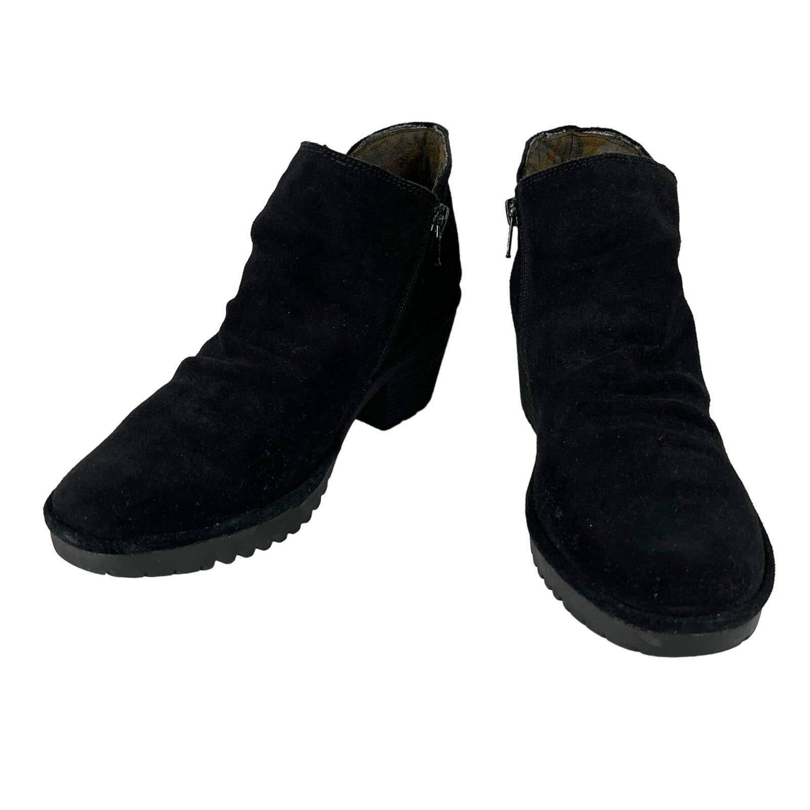 Fly London Wezo Boots 40 Black Oil Suede 2" Heel Shoes, Women's (Size 9)