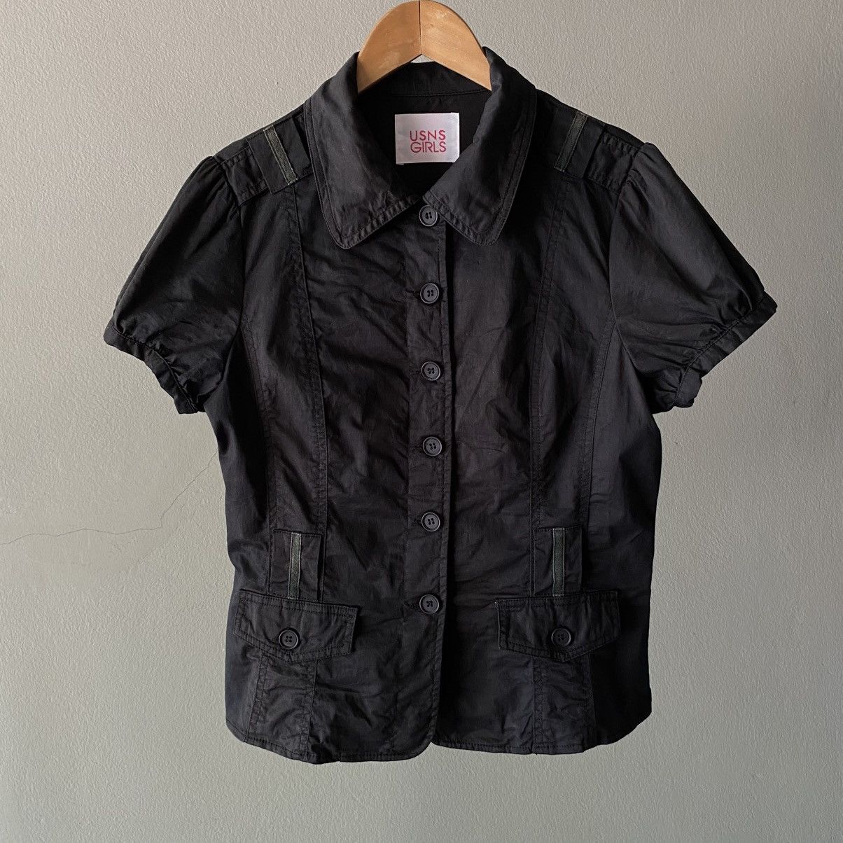 Designer × Japanese Brand USNS GIRLS Black Peter Pan Collar Puff-Sleeve Shirt Size M / US 6-8 / IT 42-44 - 1 Thumbnail