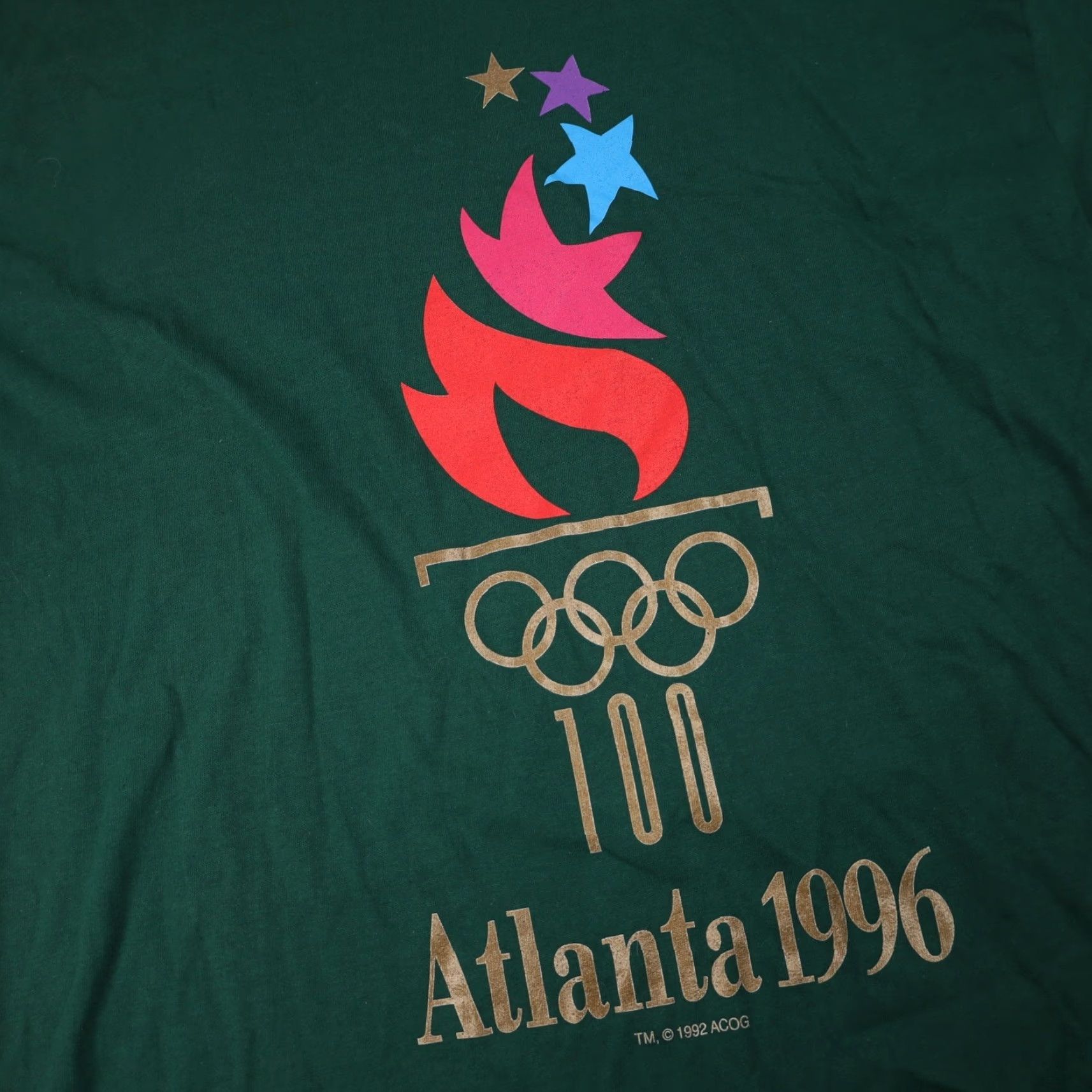Vintage VINTAGE 1996 Atlanta USA Olympics Mens XL Graphic T Shirt Green Size US XL / EU 56 / 4 - 3 Thumbnail