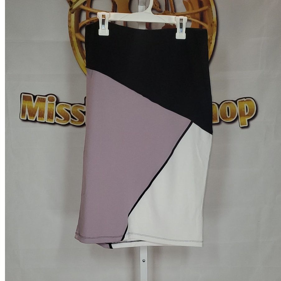 Other Olivia Blu Black Multi-Color Geometric Stretch Skirt Size L Size 32" / US 10 / IT 46 - 5 Thumbnail