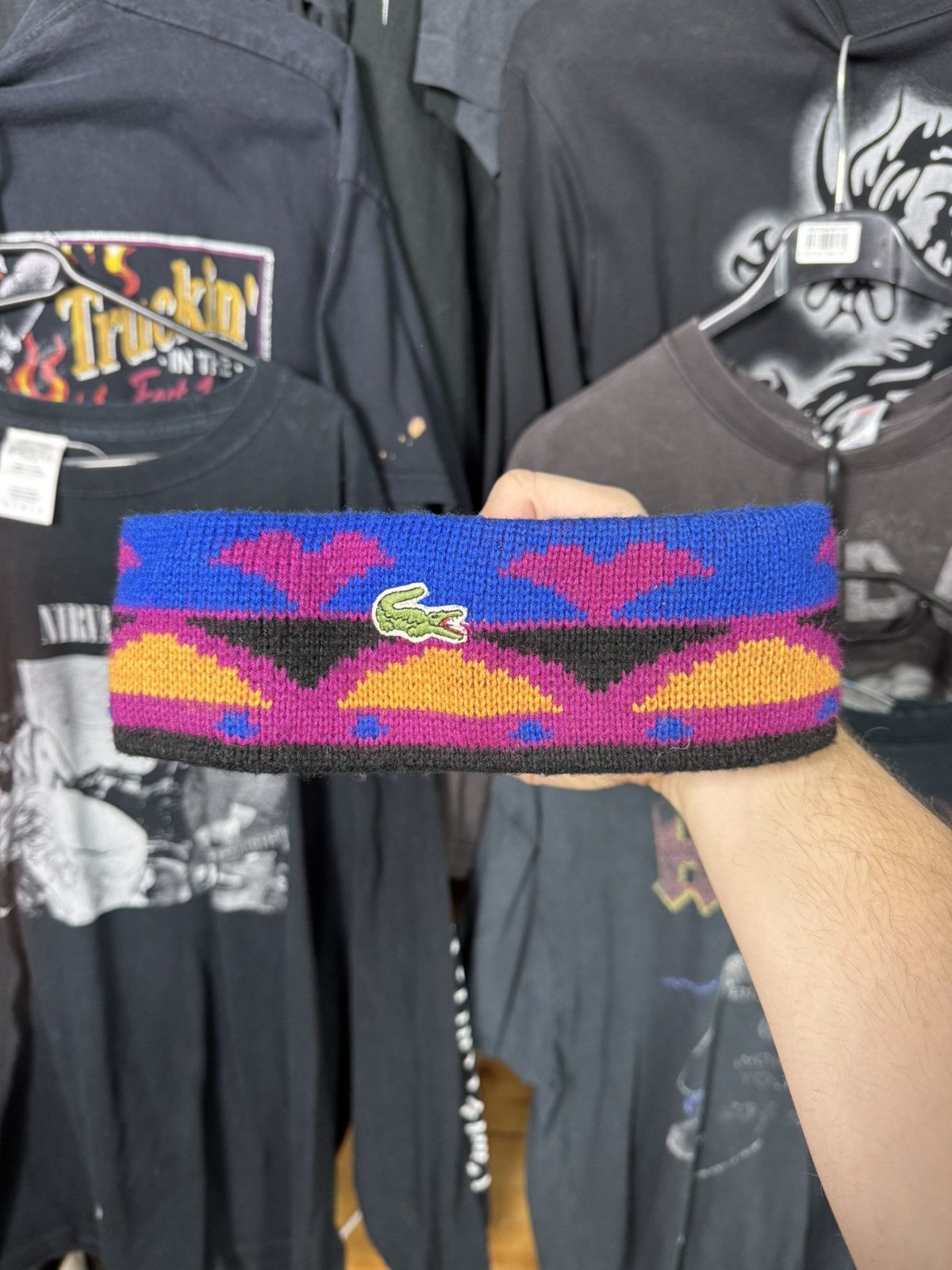 Lacoste × Vintage 80s Lacoste Handband Aztec Style Made in France Vintage Size ONE SIZE - 1 Thumbnail