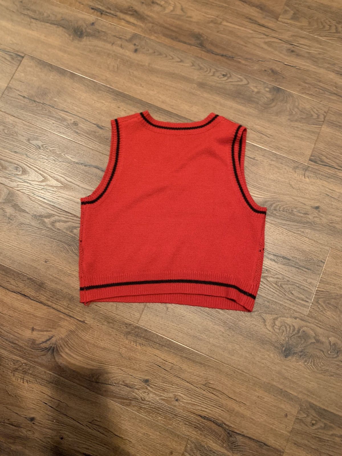 Shein Argyle Red and Black Crop Top Sweater Size M / US 6-8 / IT 42-44 - 2 Thumbnail