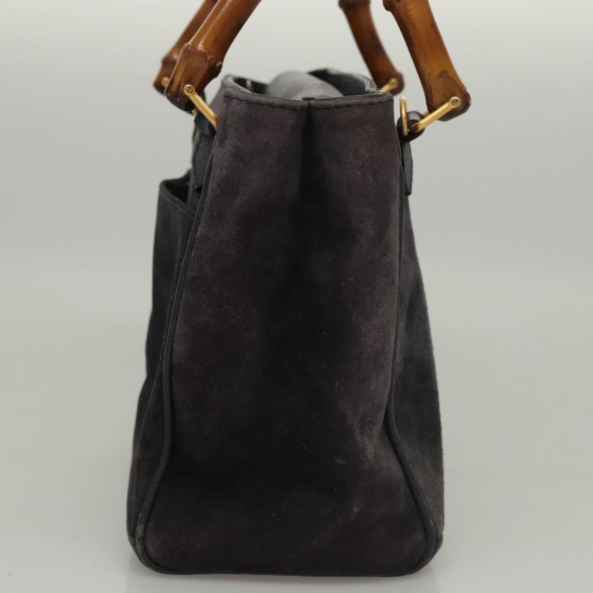 Gucci GUCCI Bamboo Hand Bag Suede Navy Gold 000 123 000 123 Size ONE SIZE - 4 Thumbnail