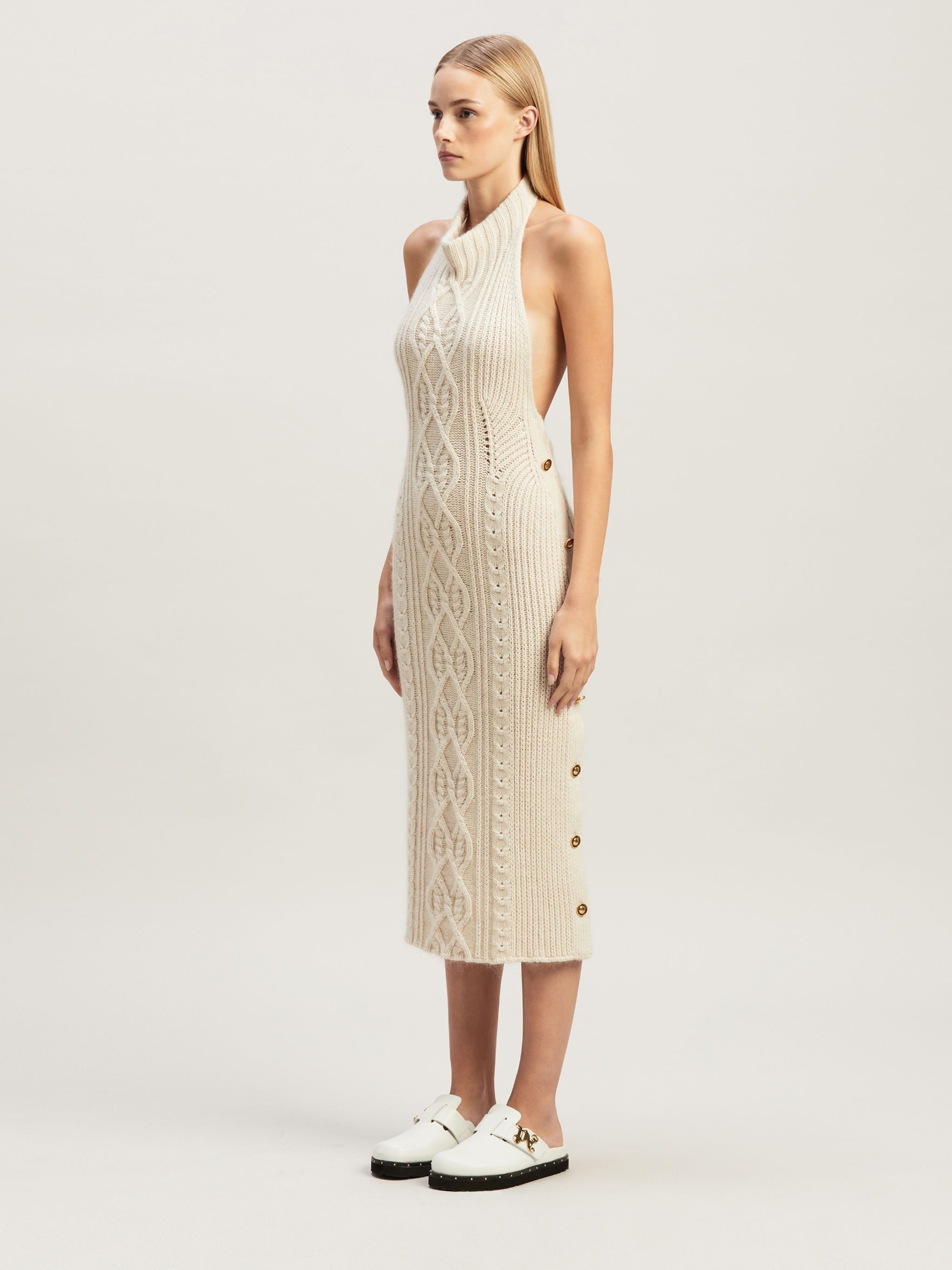 Palm Angels o1y1125 Midi Dress in Beige Size M / US 6-8 / IT 42-44 - 3 Thumbnail