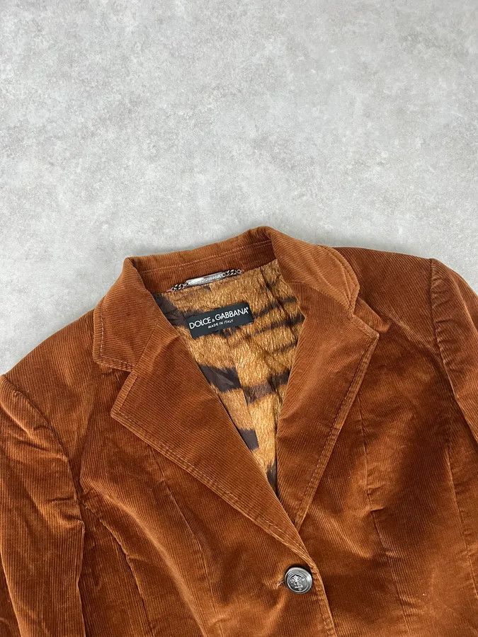 Dolce & Gabbana 2000s Dolce & Gabbana Brown Velvet Jacket Size S / US 4 / IT 40 - 5 Thumbnail
