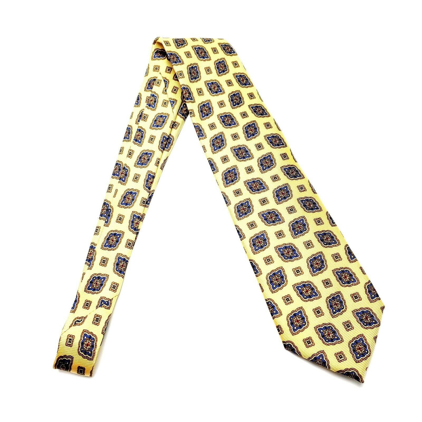 Jos. A. Bank Jos A Bank Silk Tie Print Yellow Geometric Size ONE SIZE - 6 Thumbnail