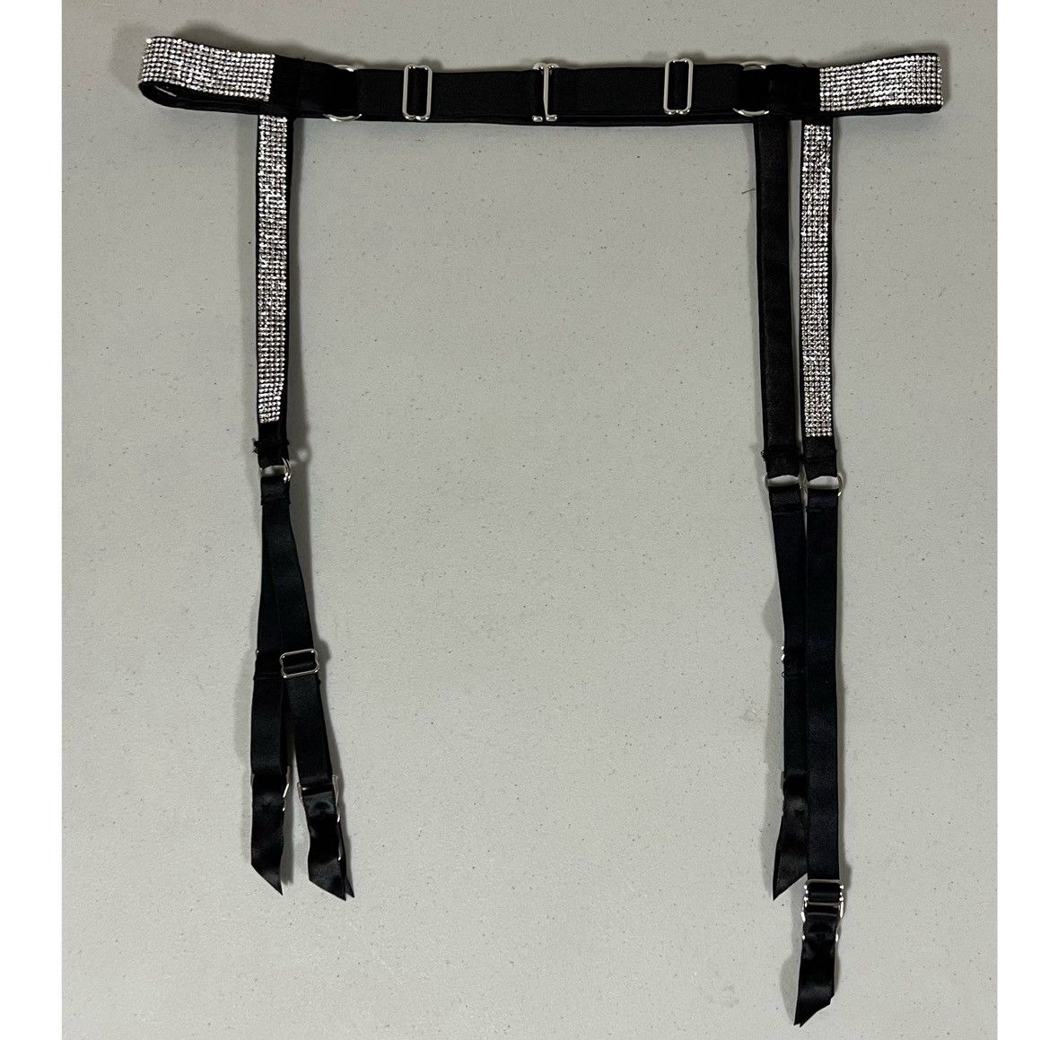 Victoria's Secret Black Satin Silk Diamond Garter Belt Lingerie Size XS/S 💎 Size ONE SIZE - 4 Thumbnail