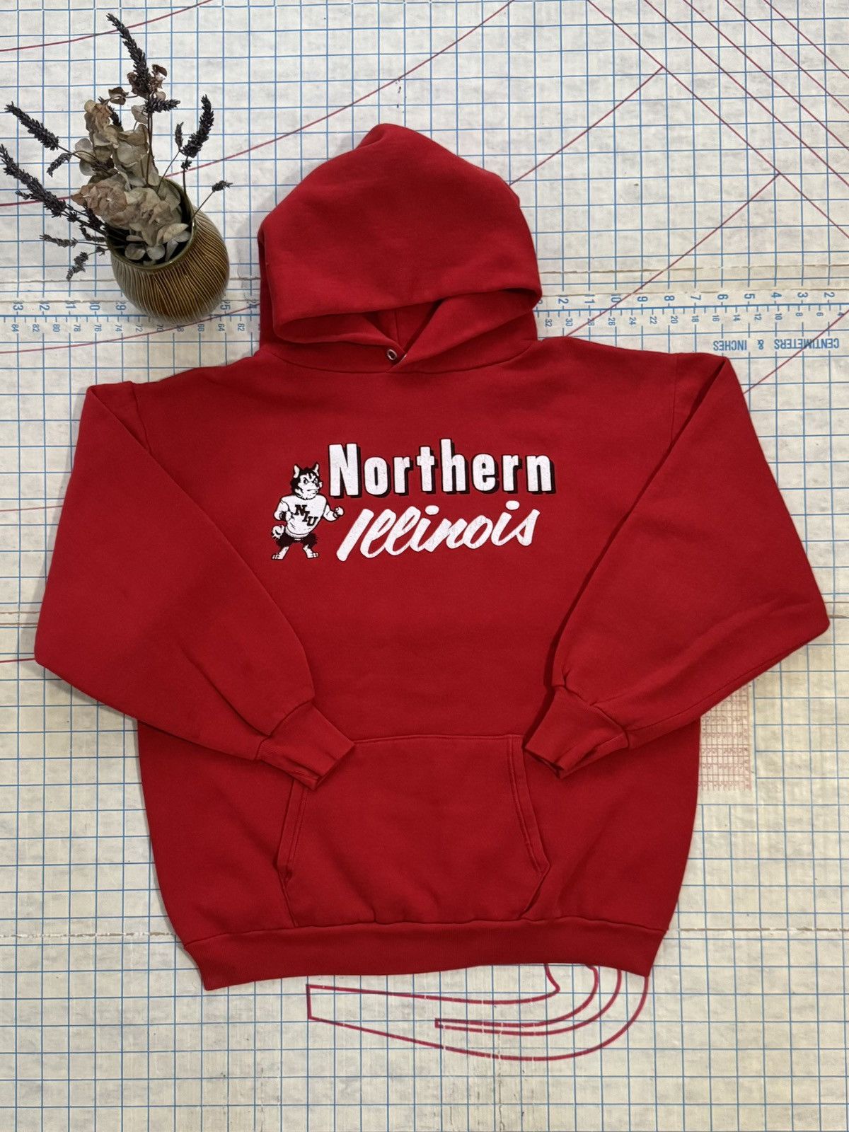 Vintage Vintage Northern Illinois University Hoodie Red Fits Medium Size US L / EU 52-54 / 3 - 5 Thumbnail