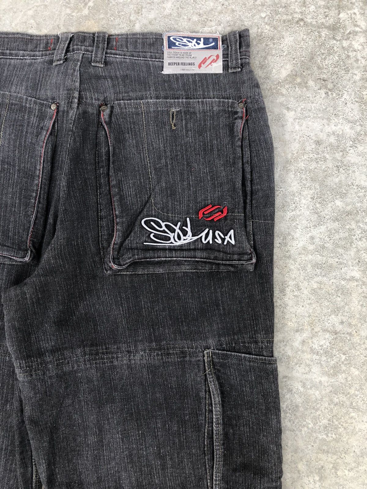 Vintage Japanese Soul Baggy Jeans Embroidered Jeans Hip Hop Cargo Size US 34 / EU 50 - 10 Thumbnail