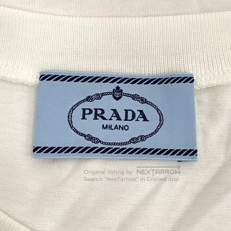 Prada Prada White logo embroidered cotton round-neck short-sleev Size US S / EU 44-46 / 1 - 6 Thumbnail