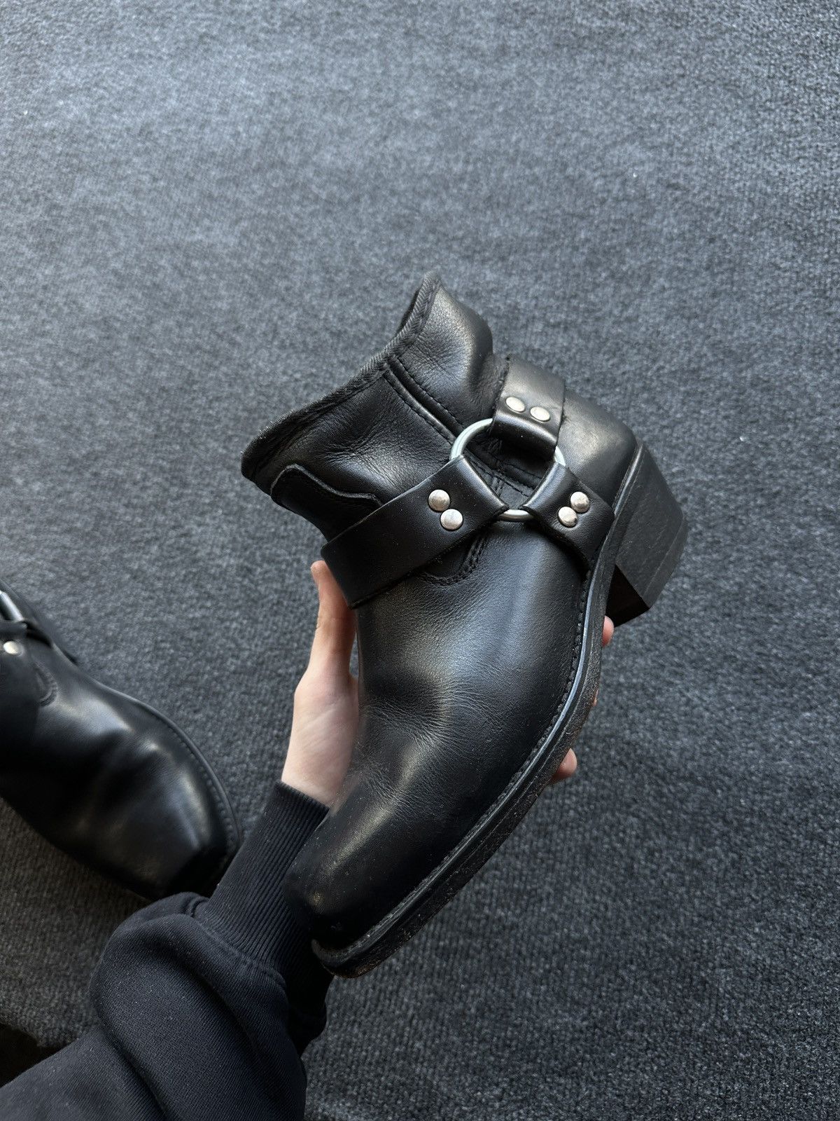 Leather WESTERN 🚨 LEATHER ANKLE METAL COWBOY BLACK BOOTS Size US 6.5 / EU 39-40 - 15 Thumbnail