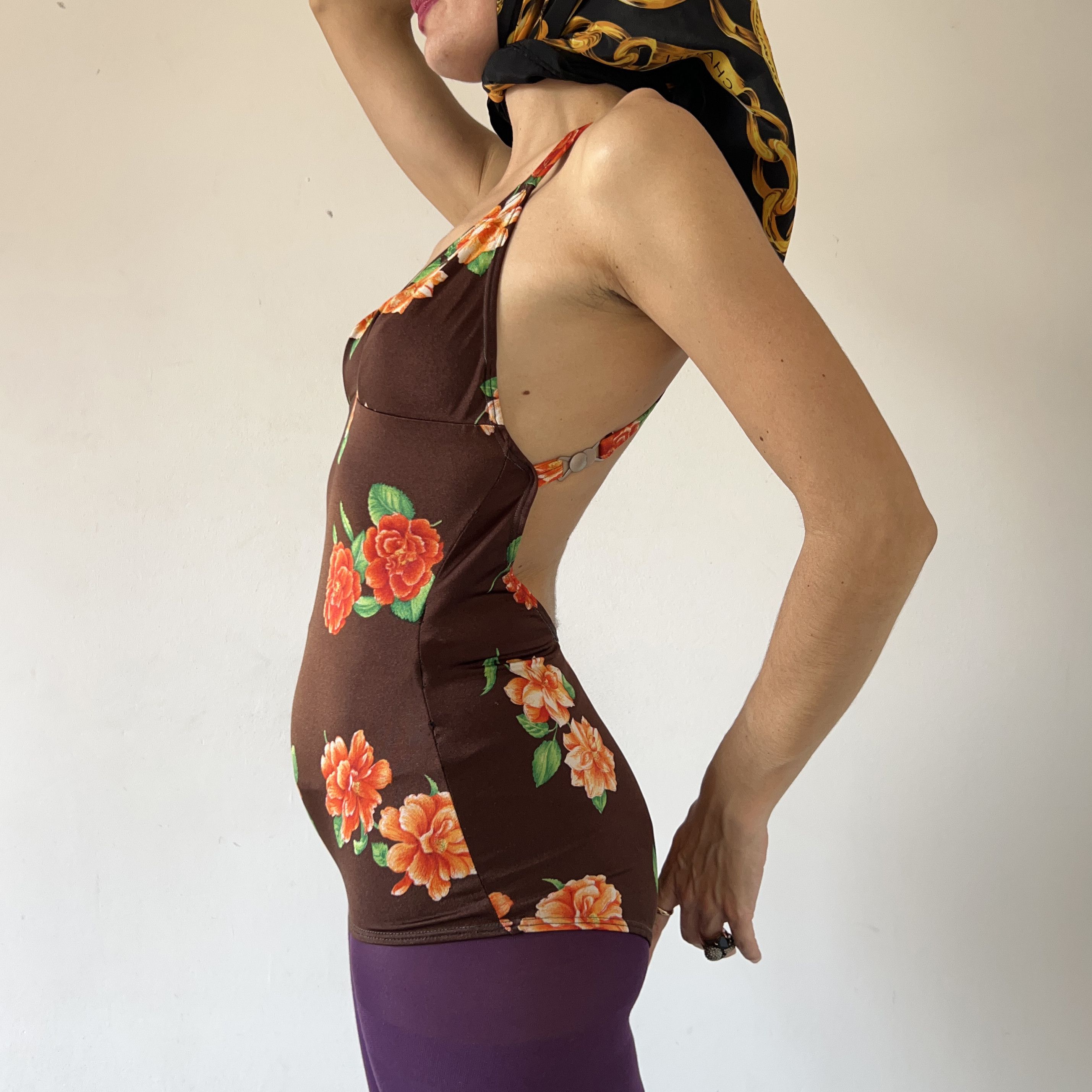 Vintage Vintage 90s Brown Floral Swimsuit Size XL / US 12-14 / IT 48-50 - 6 Thumbnail