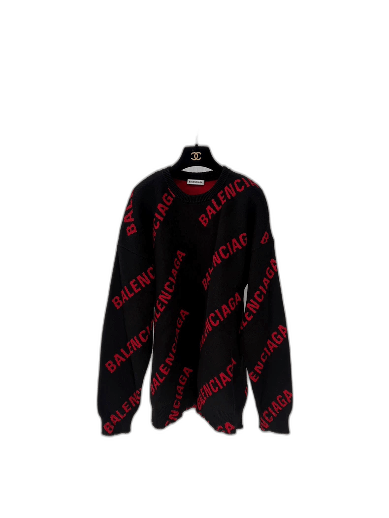 Balenciaga balenciaga black red logo sweater Size US M / EU 48-50 / 2 - 1 Thumbnail