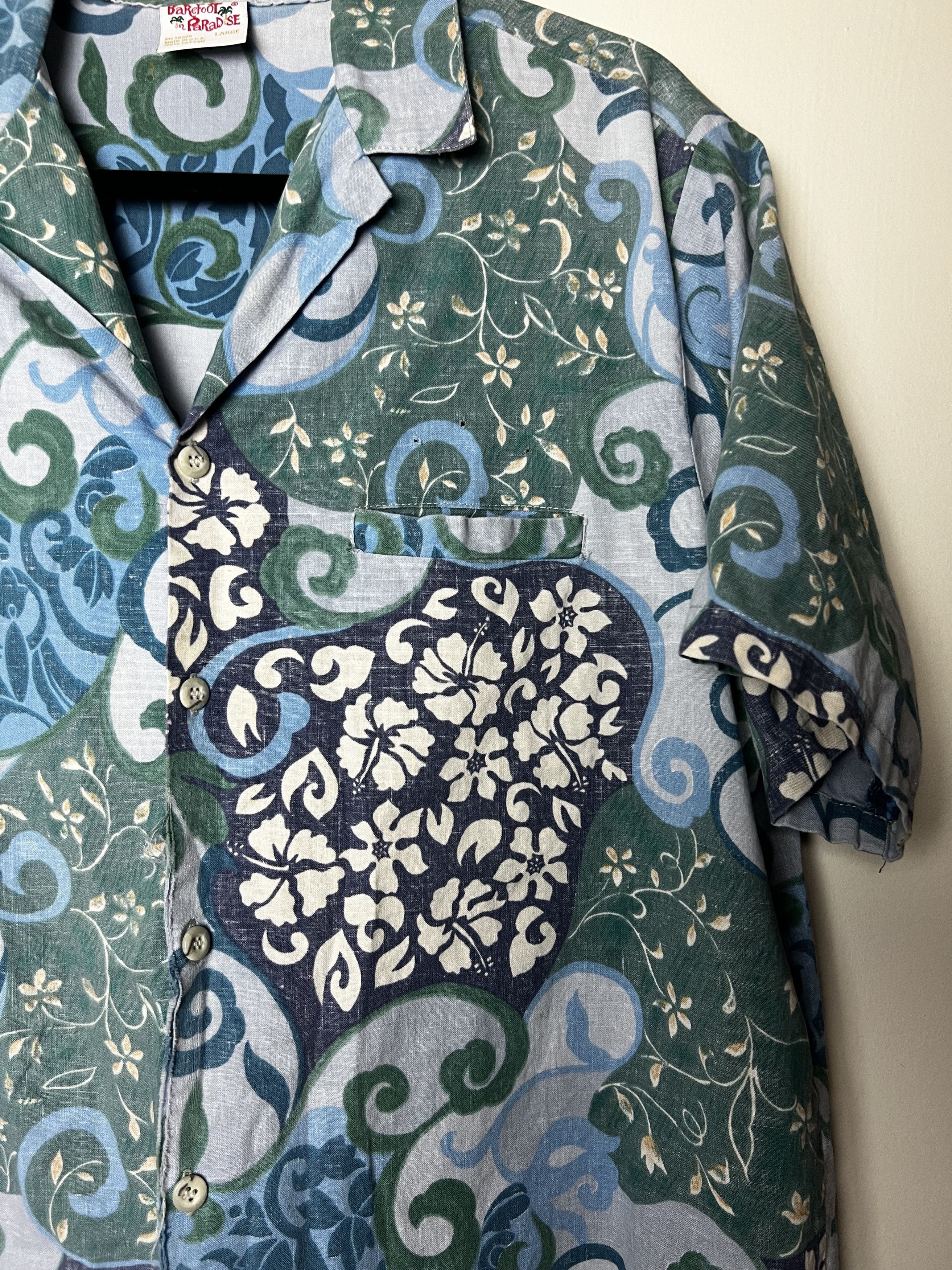 Vintage Vintage 1970's Go Barefoot in Paradise Hawaiian Aloha Shirt Size US L / EU 52-54 / 3 - 3 Thumbnail