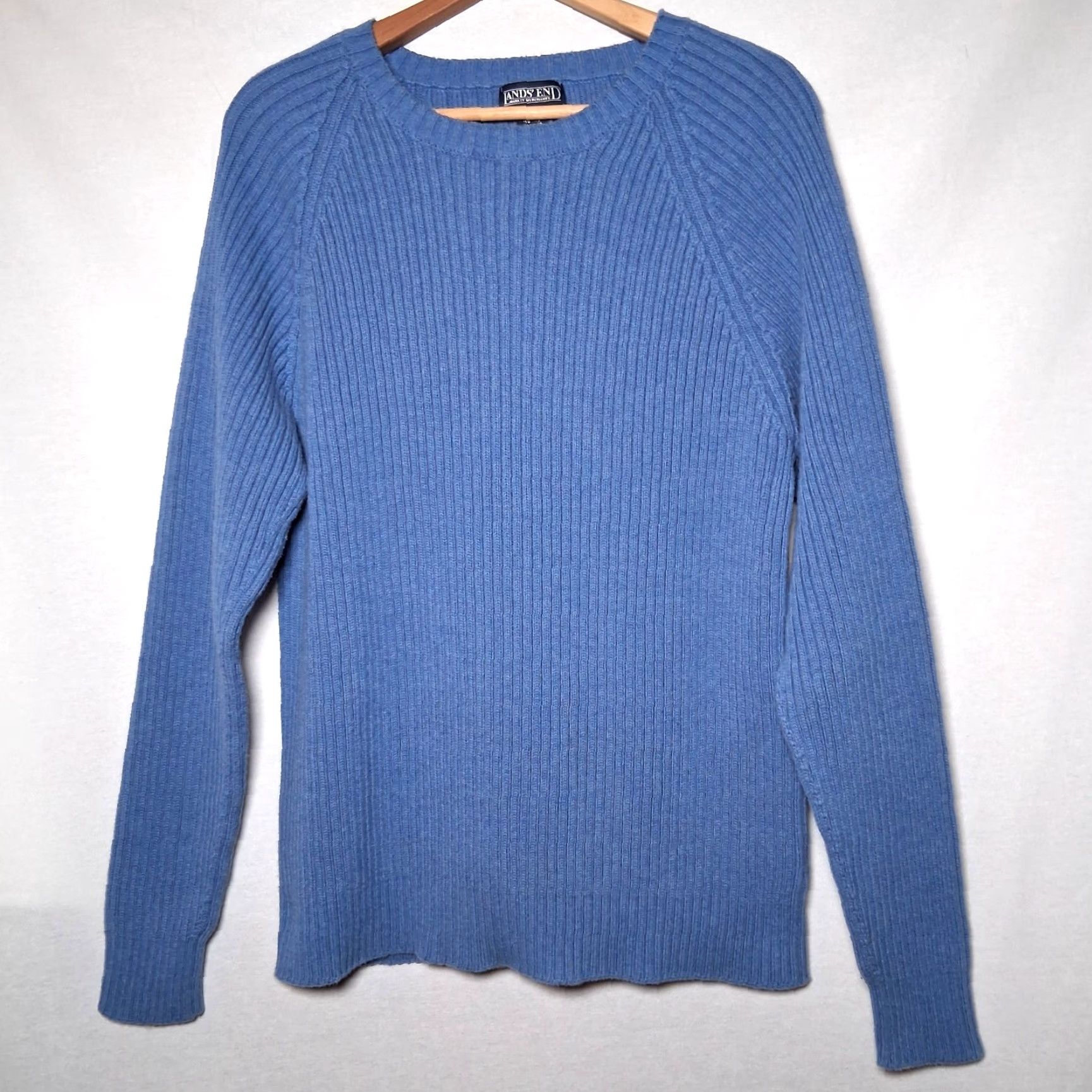 Lands' End VINTAGE Lands' End Sweater Men XL Blue Ribbed Knit Crewneck Cotton USA Made Classic Pullover Office Wear Buttons? (No, avoid extra words) Size US XL / EU 56 / 4 - 2 Thumbnail