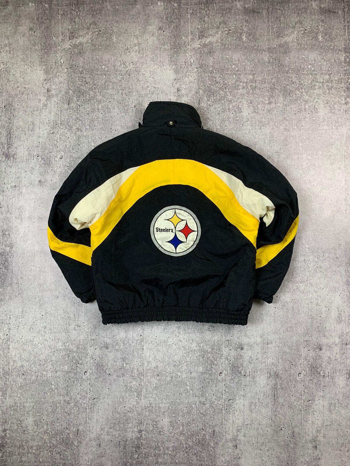 Pre-owned Nfl X Starter Vintage 90's Pittsburgh Steelers Stuff Oversized Jacket In Black