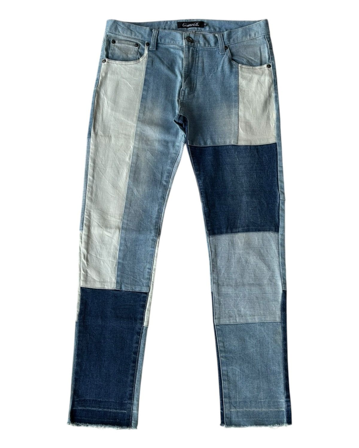 Japanese Brand 🔥CavariA PATCHWORK RELEASE HEM DENIM JEANS SLIM Size US 32 / EU 48 - 7 Thumbnail