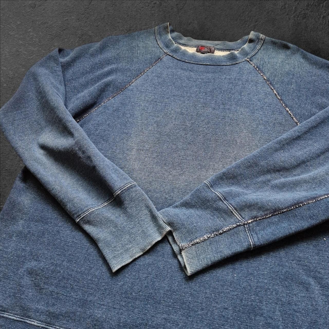 45rpm vintage 45RPM indigo dyed loop wheel raglan sweatshirt Size US XL / EU 56 / 4 - 4 Thumbnail