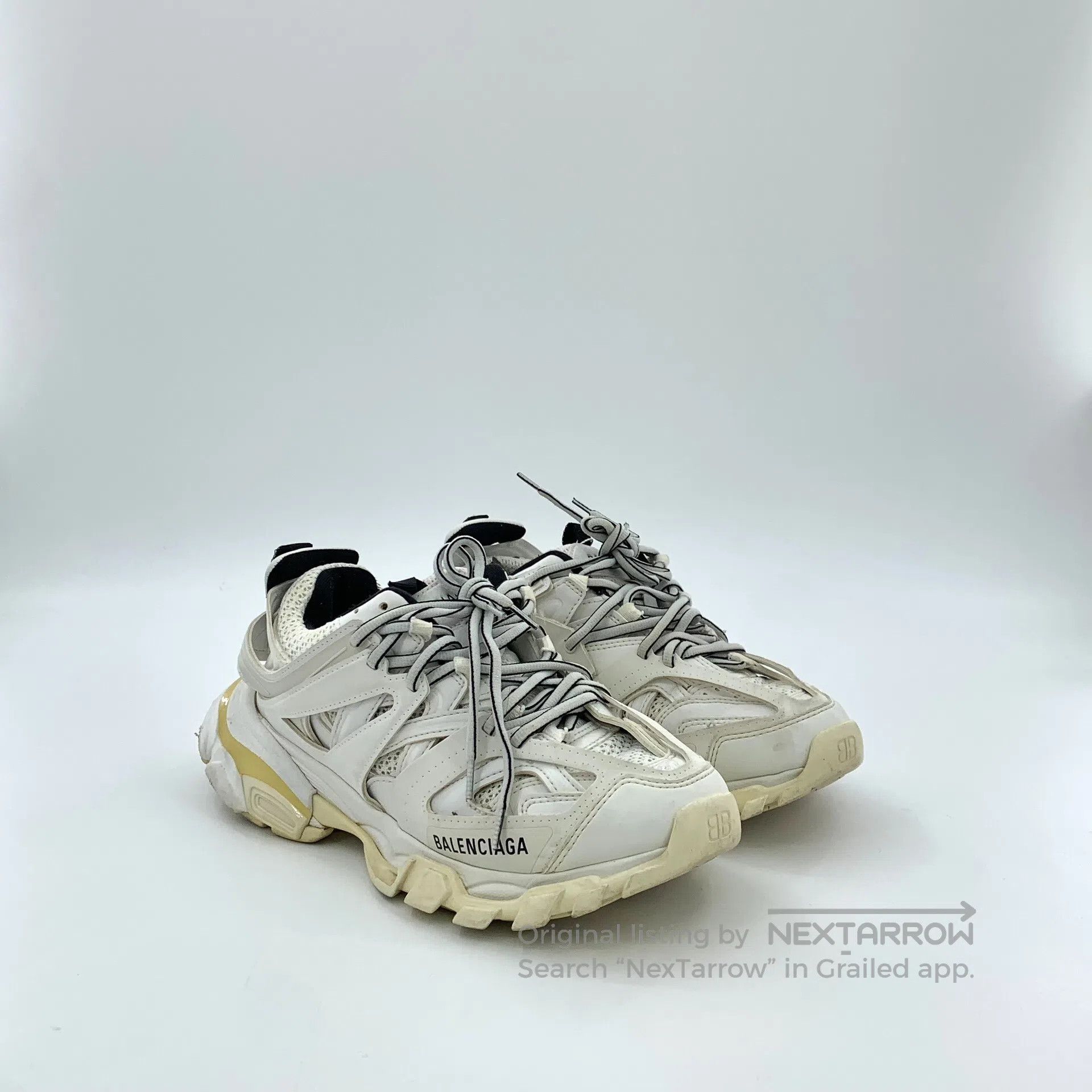 Balenciaga Balenciaga White fabric lace-up casual flat sneakers| Size US 5 / EU 37 - 2 Thumbnail