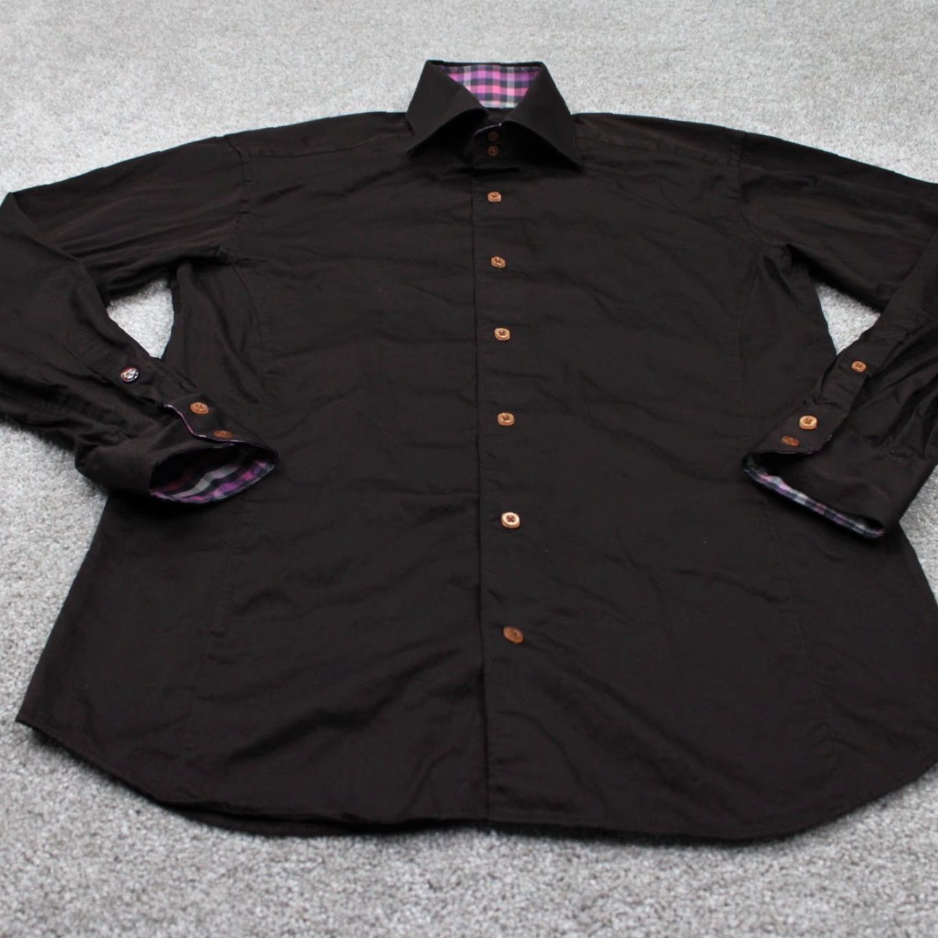 Vintage Stone Rose Button-Up Shirt Mens 3 / Medium Brown/Pink Red Geometric Pattern Long Sleeve S/S Factory Size US M / EU 48-50 / 2 - 3 Thumbnail
