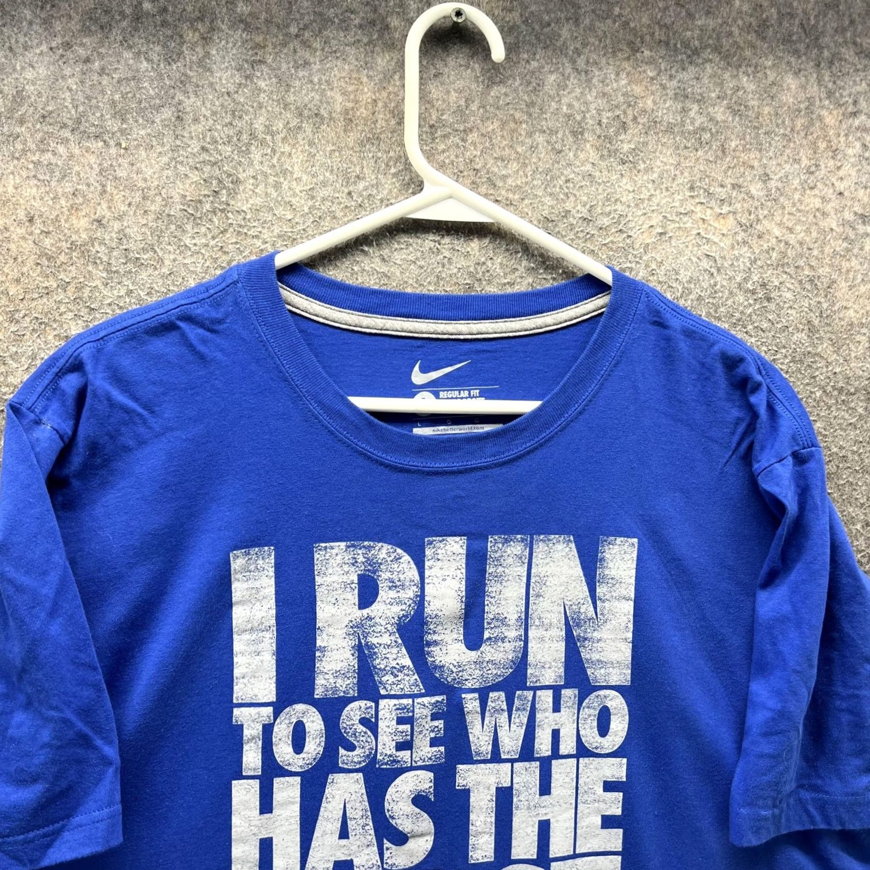 Nike Nike Running Shirt Mens L Blue I Run Most Guts Pre Lives Graphic Tee Size US L / EU 52-54 / 3 - 7 Thumbnail