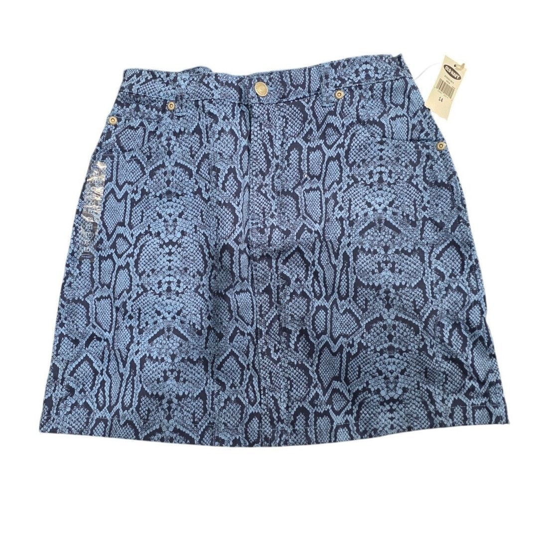 Old Navy Old Navy Blue Snakeskin Stretch Mini Skirt - Size 14 Size 36" / US 14 / IT 50 - 1 Thumbnail