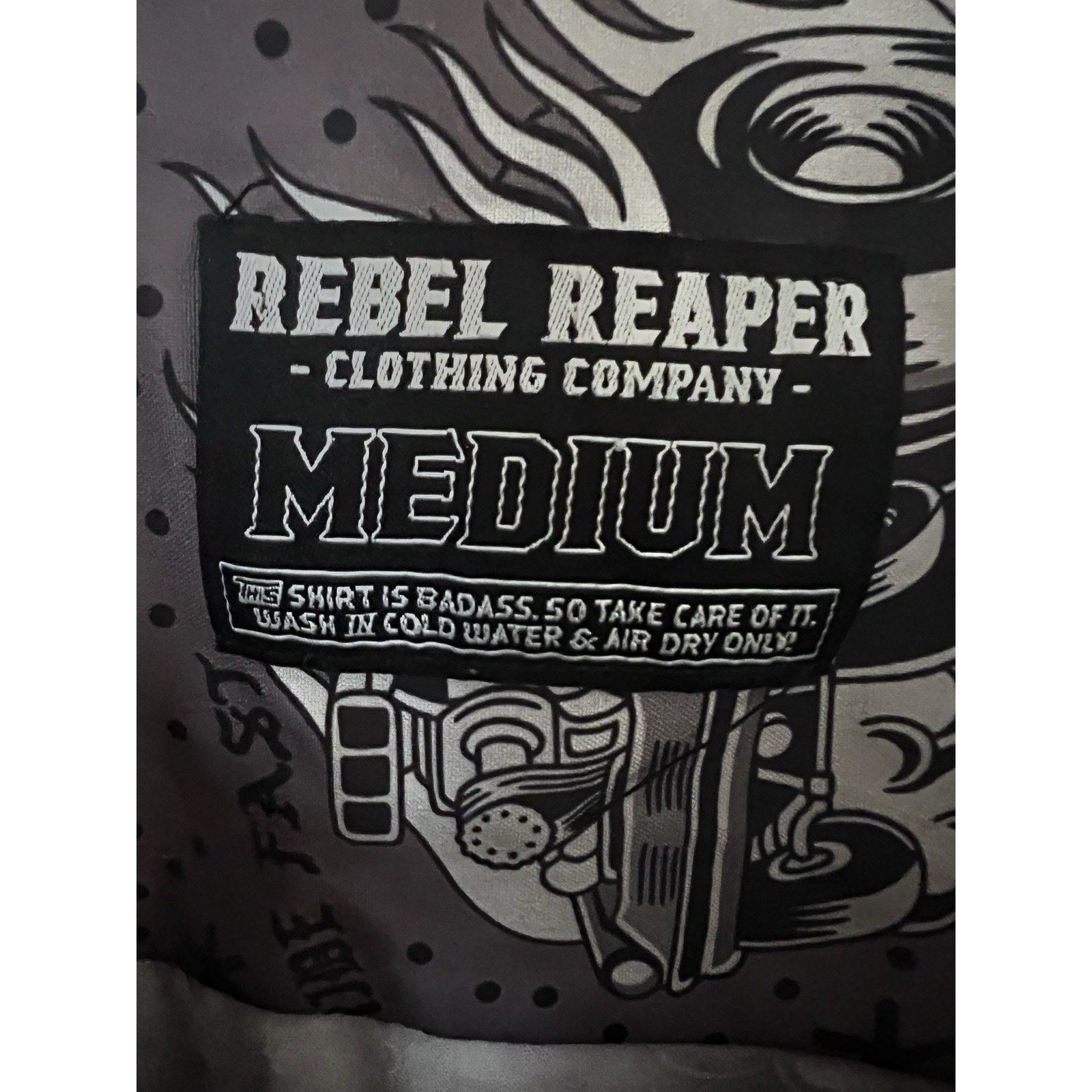 Other Rebel Reaper All Over Graphic Gothic Gray Button Up Shirt M Size US M / EU 48-50 / 2 - 8 Thumbnail